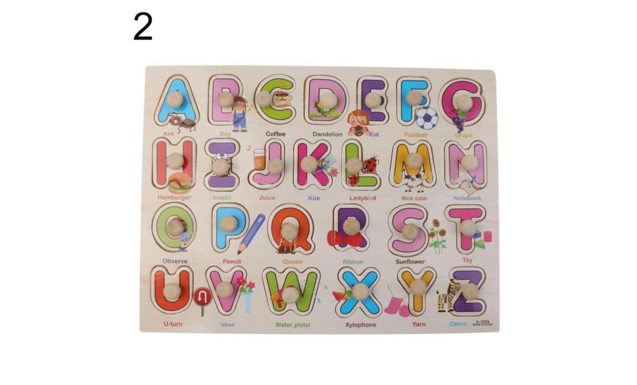 alphabet numéros en bois piquet en bois puzzles bébé enfant en bas Âge préscolaire jouet Éducatif cadeau alphabet # 2