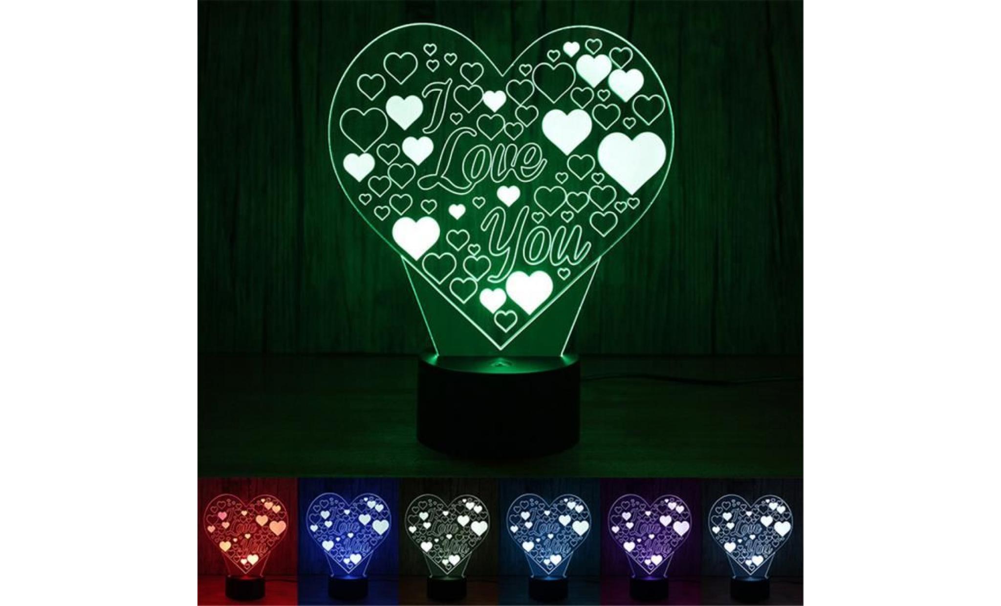 amour 3d led night light lampes illusion optique 3d 7 couleurs pour la maison_led1548 pas cher