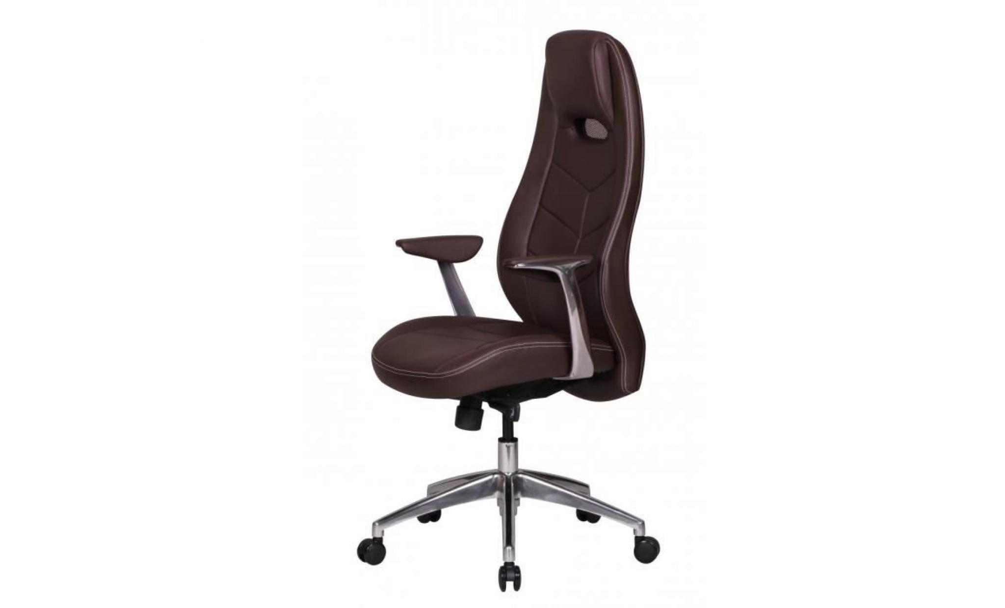 amstyle chaise de bureau bari cuir chaise de bureau brun avec accoudoirs fauteuil de direction mécanisme synchrone pivotant support pas cher