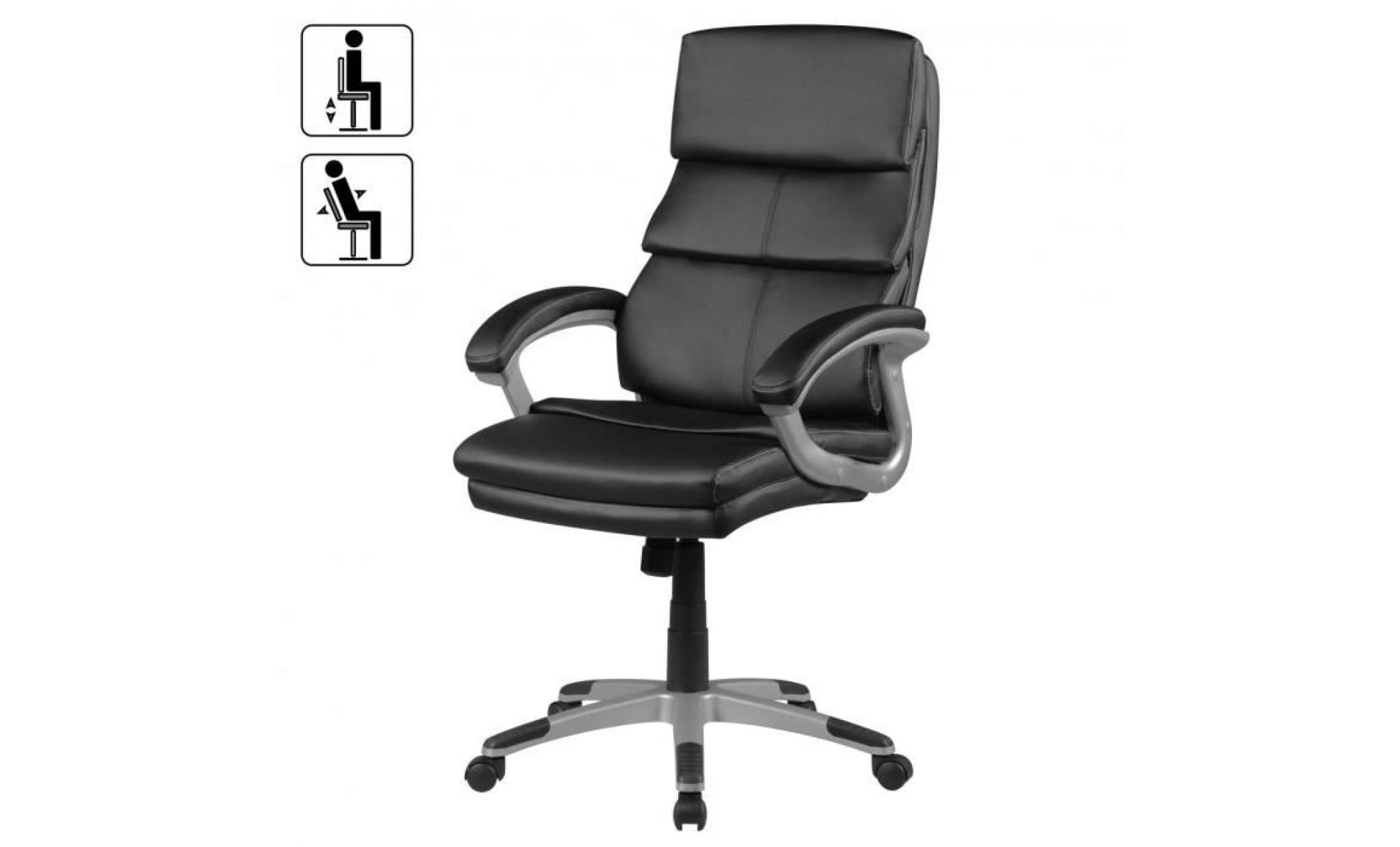amstyle chaise de bureau fauteuils de direction san francisco noir pu chaise de bureau x xl chaise 120 kg pivotante avec pas cher