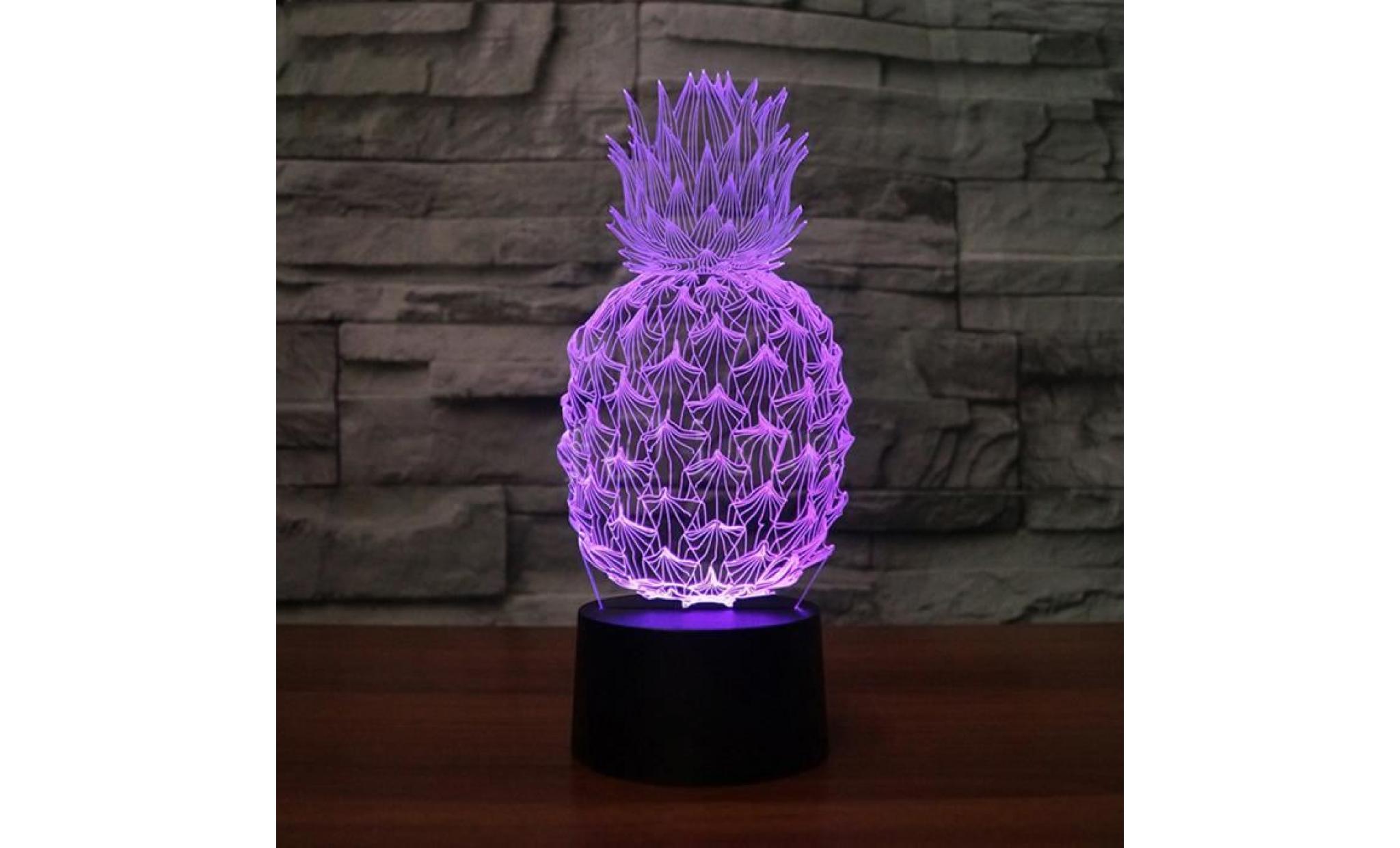 ananas nuit lumière led 7 couleur 3d optique illusion lampe pour chambre bureau nuit lampes pas cher