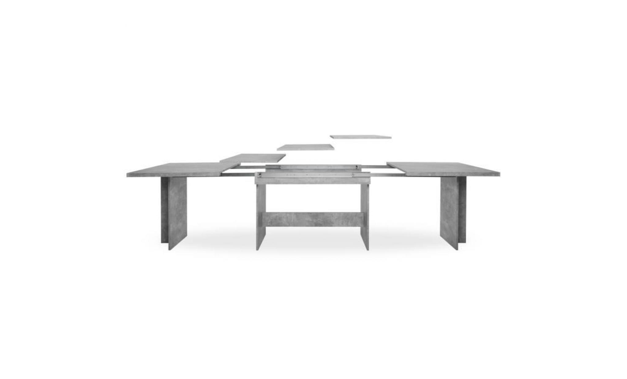 ancona table à manger extensible de 8 à 12 personnes classique effet béton structuré   l 160 / 310 x l 90 cm pas cher
