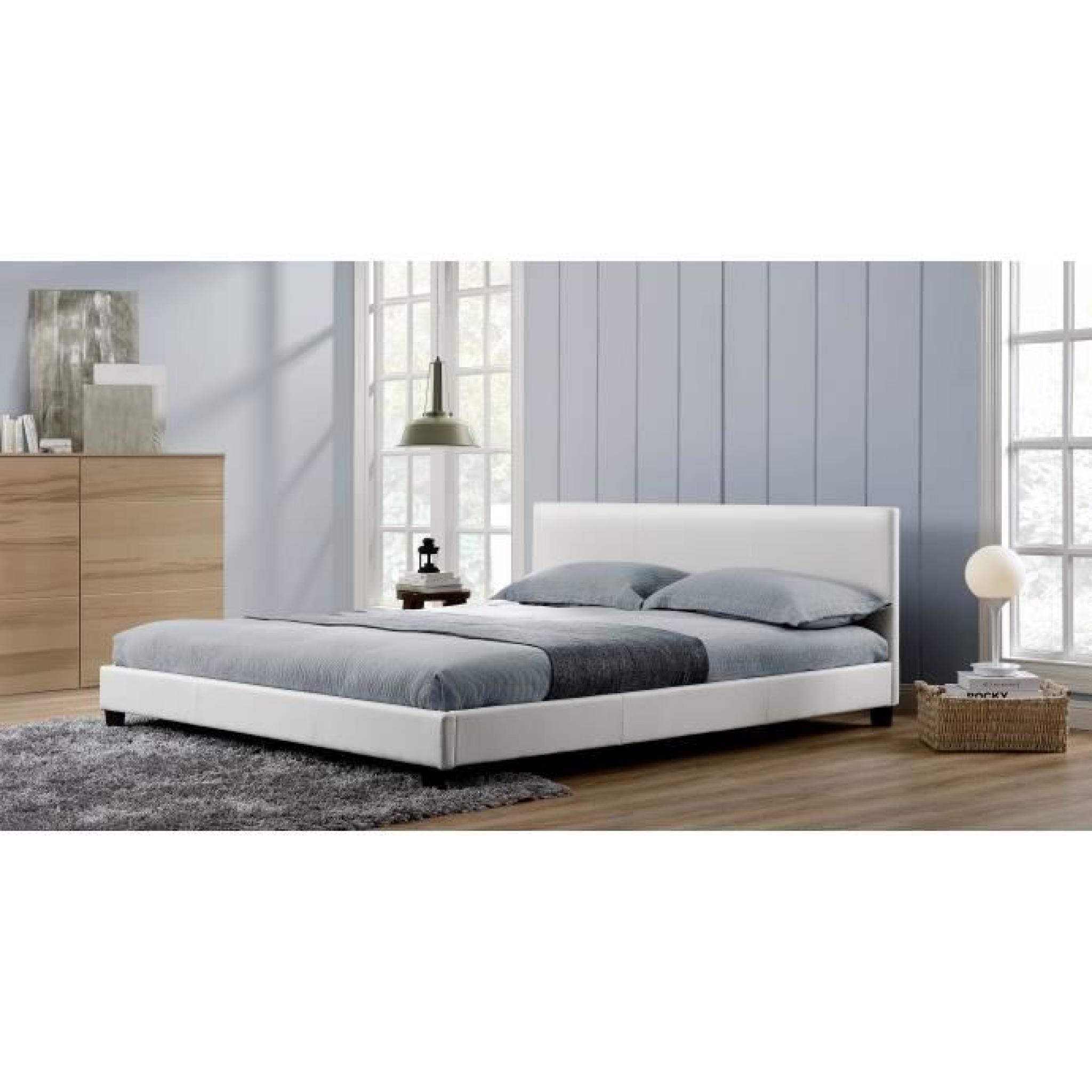 L'Angelo : Cadre de lit en simili cuir Blanc