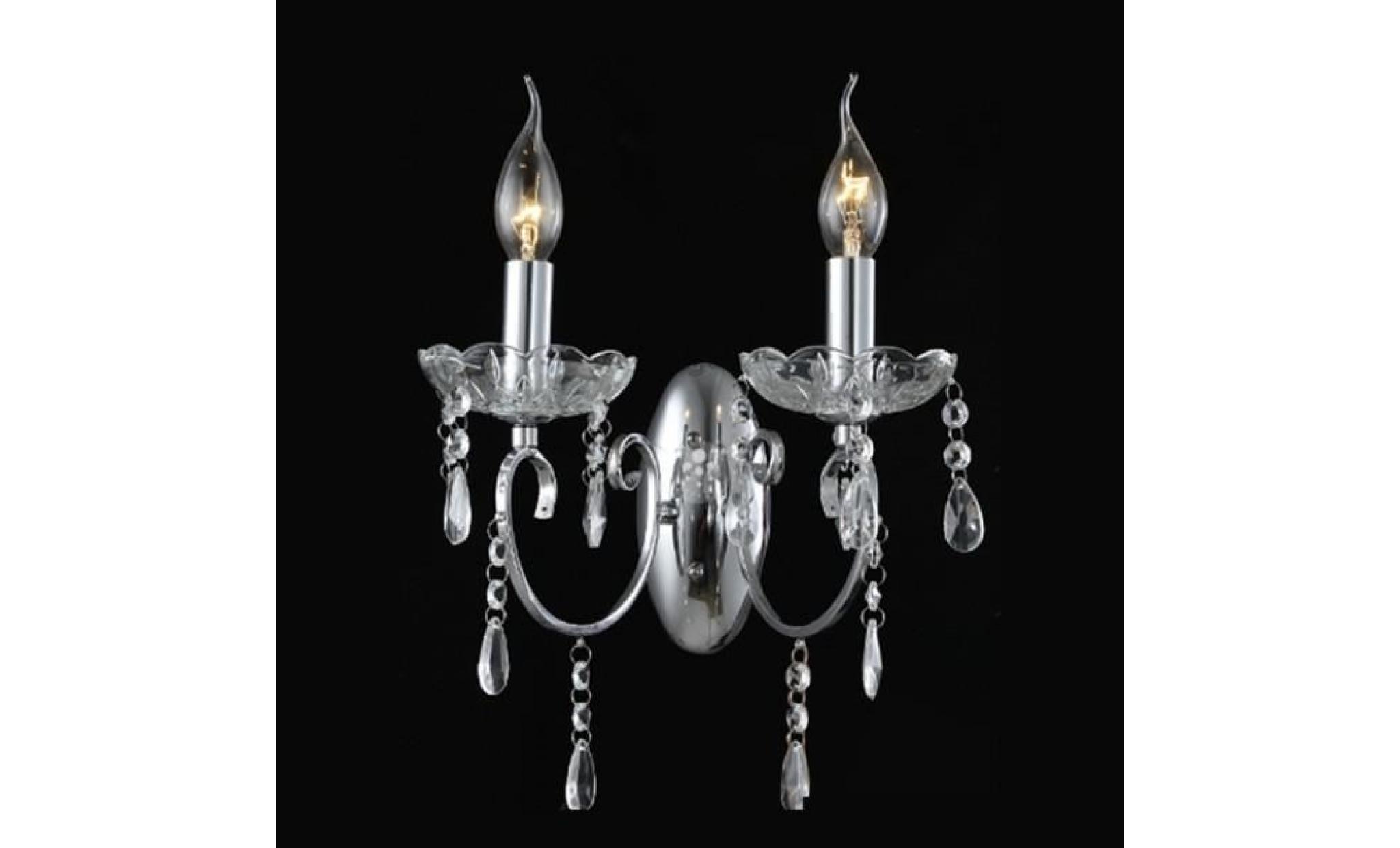 Applique 2 bras cristal baroque pampilles argent - Pavia