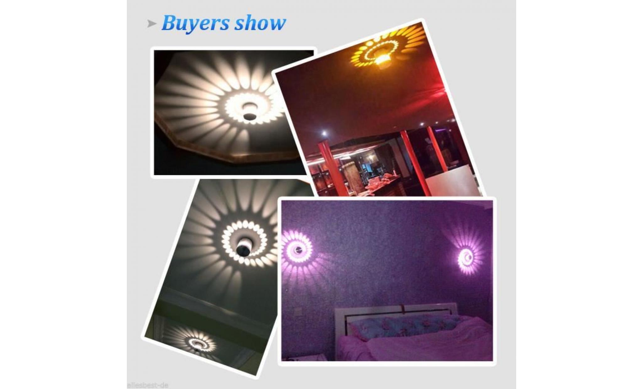applique  3w spirale réglable 7 couleur lampe applique murale lampe murale conduit luminaire pas cher
