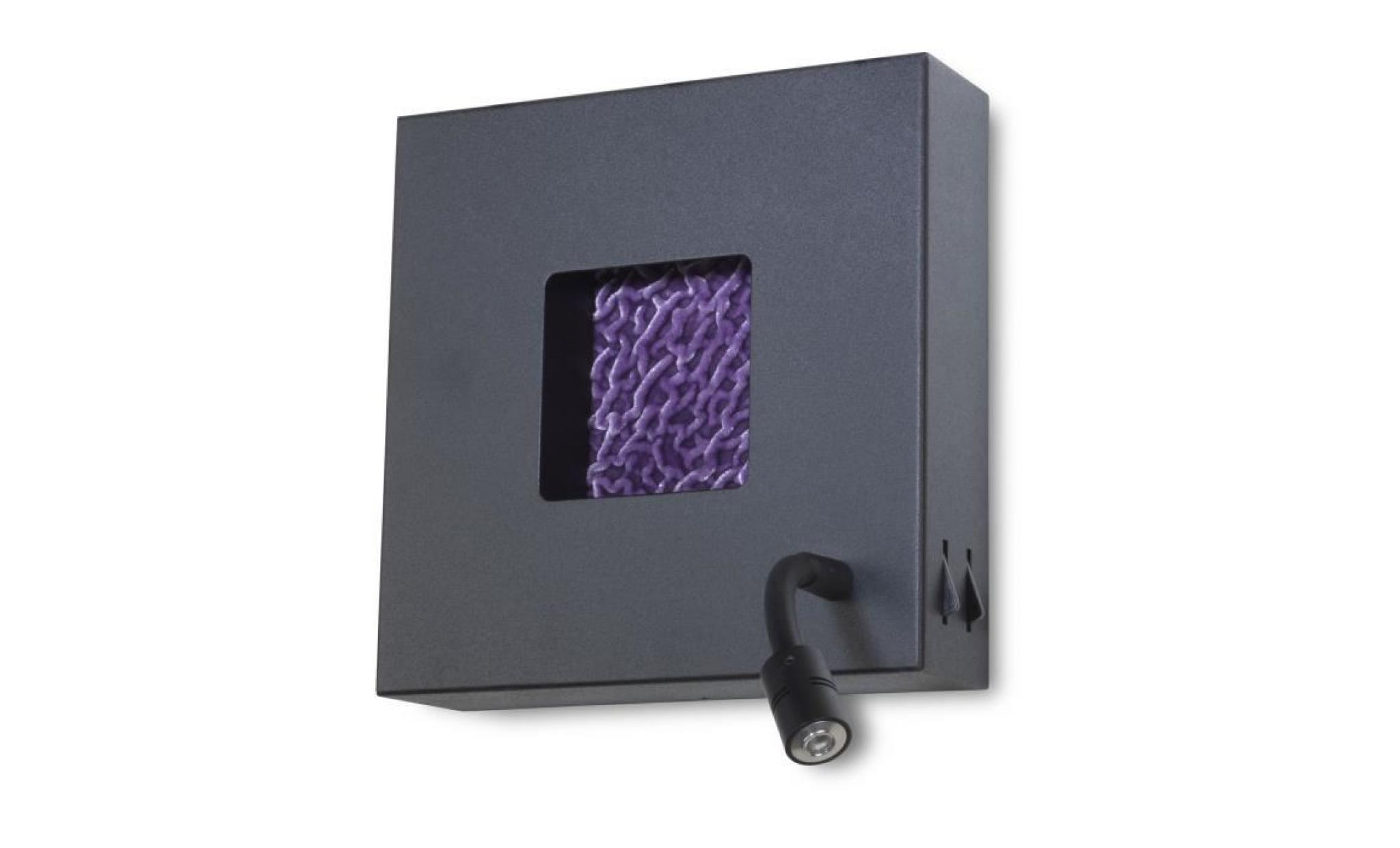Applique carrée avec liseuse en métal laqué longueur 20 cm Cube-Blanc/Violetà droite