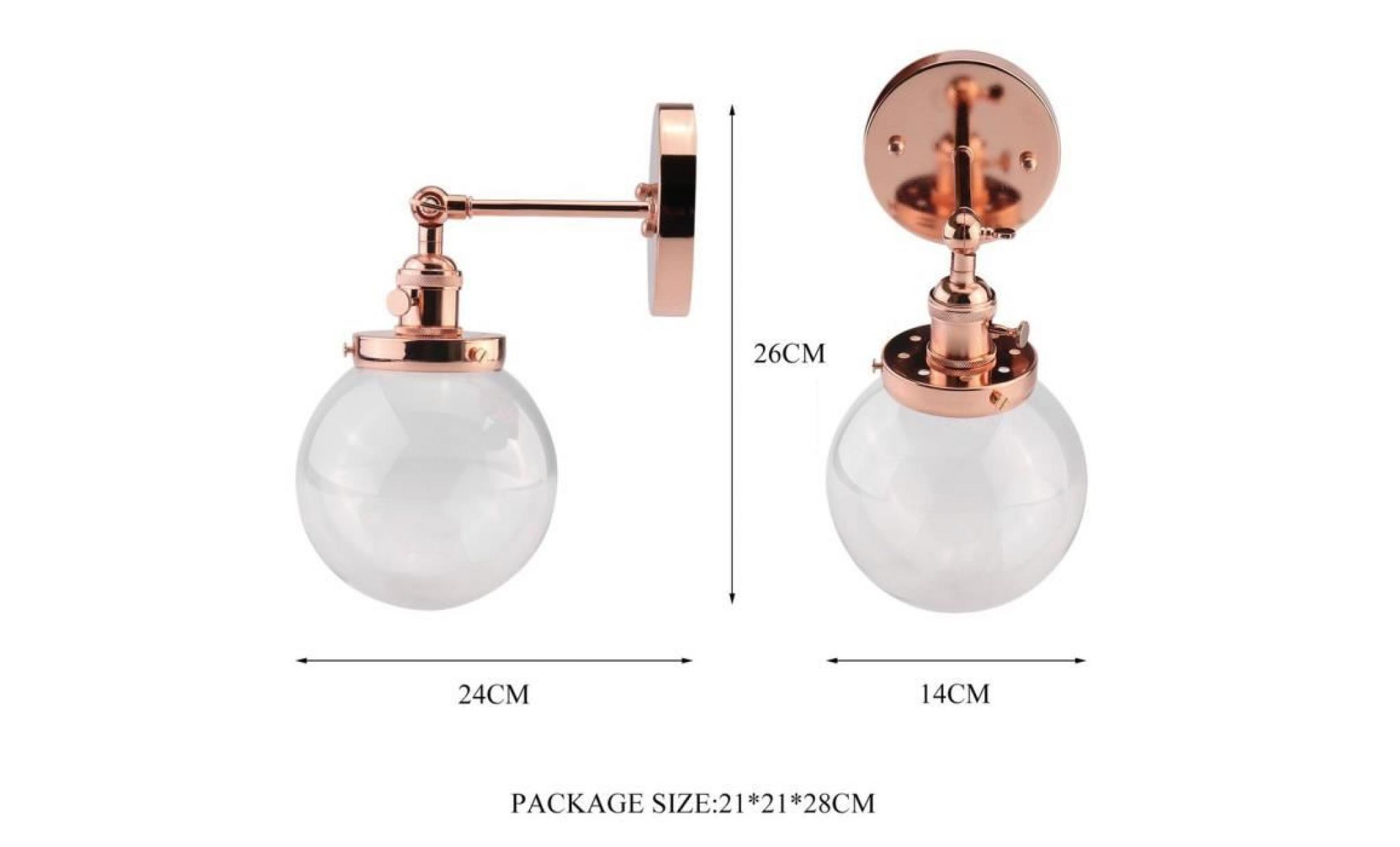 applique d'interieur e27 métal industriel vintage luminaires lustre lampe rose doré(les ampoules e27 non inclus) pas cher