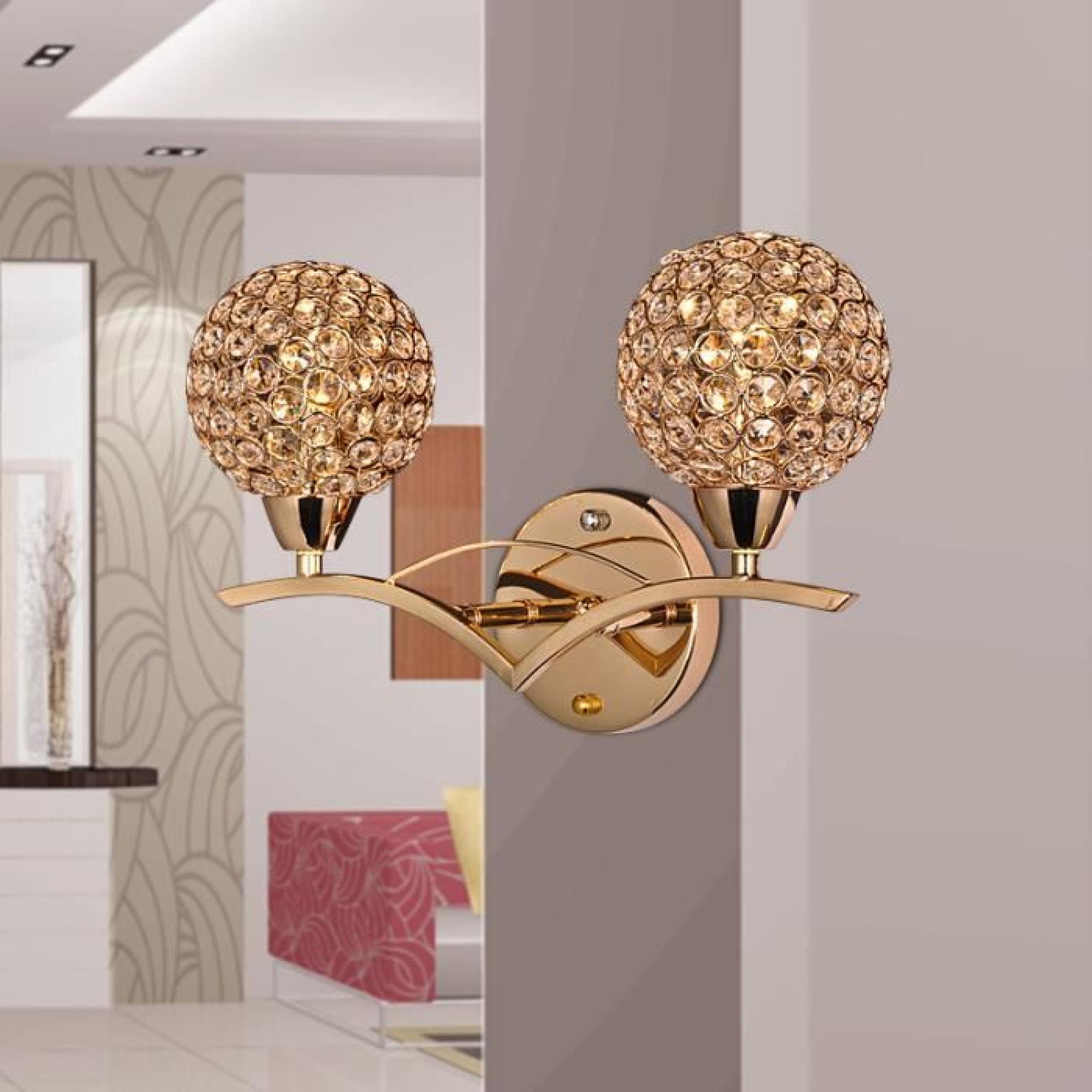 Applique Lampe Murale Ampoule LED Traditionnelle Mûr Salon Séjour Ancien Design K9 Cristal pas cher