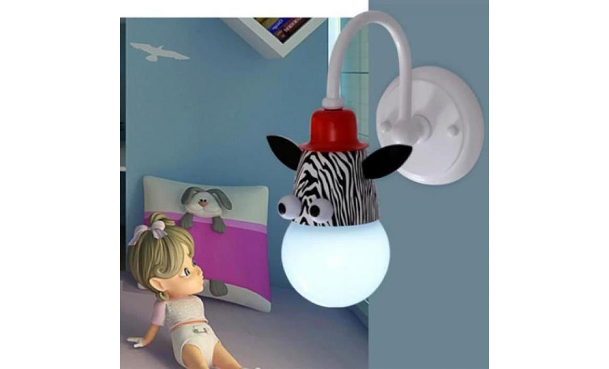 applique lampe murale d’enfant chambre bébé avec animal de cartoon   mignon zèbre   mur de feu moderne décoration maison pas cher
