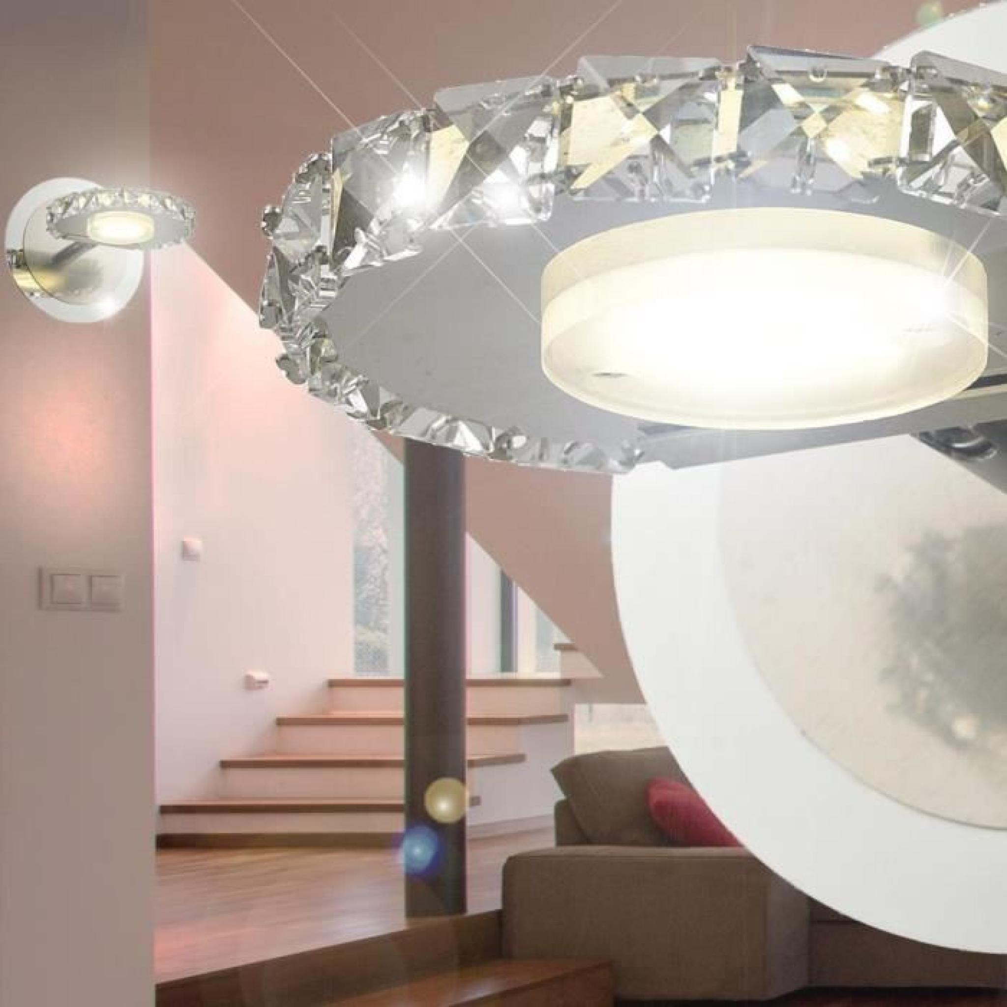 Applique LED 4 watts luminaire mural lampe cristaux verre chrome éclairage salle de séjour pas cher