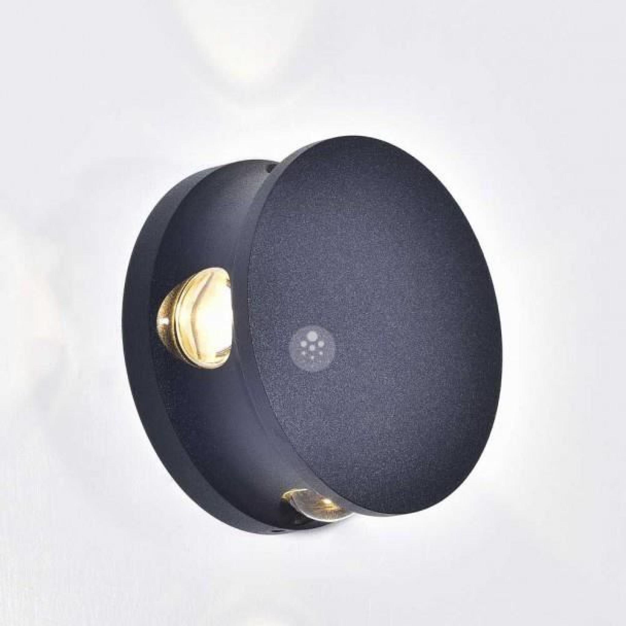 Applique LED ronde aluminium noire design - Kina