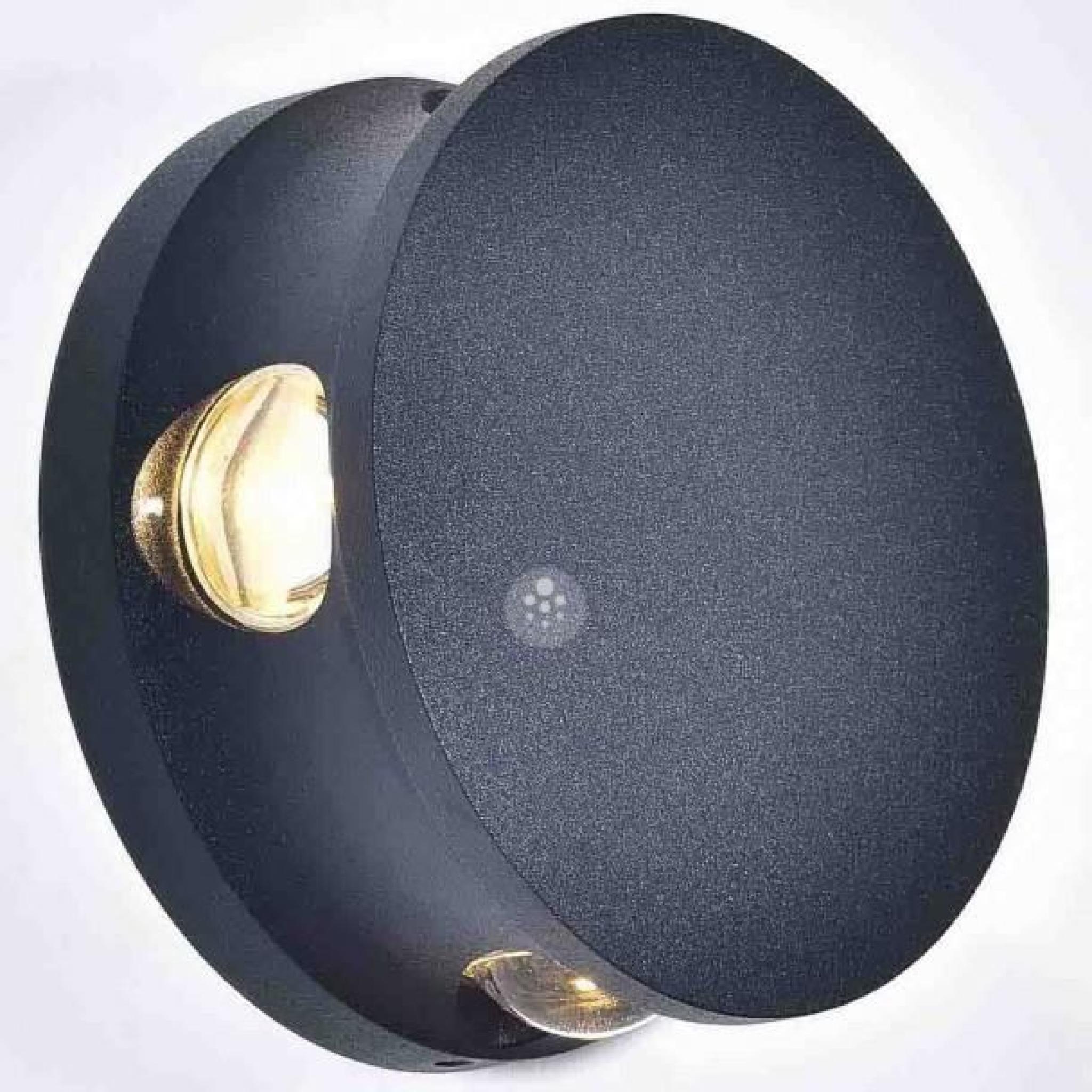 Applique LED ronde aluminium noire design - Kina pas cher