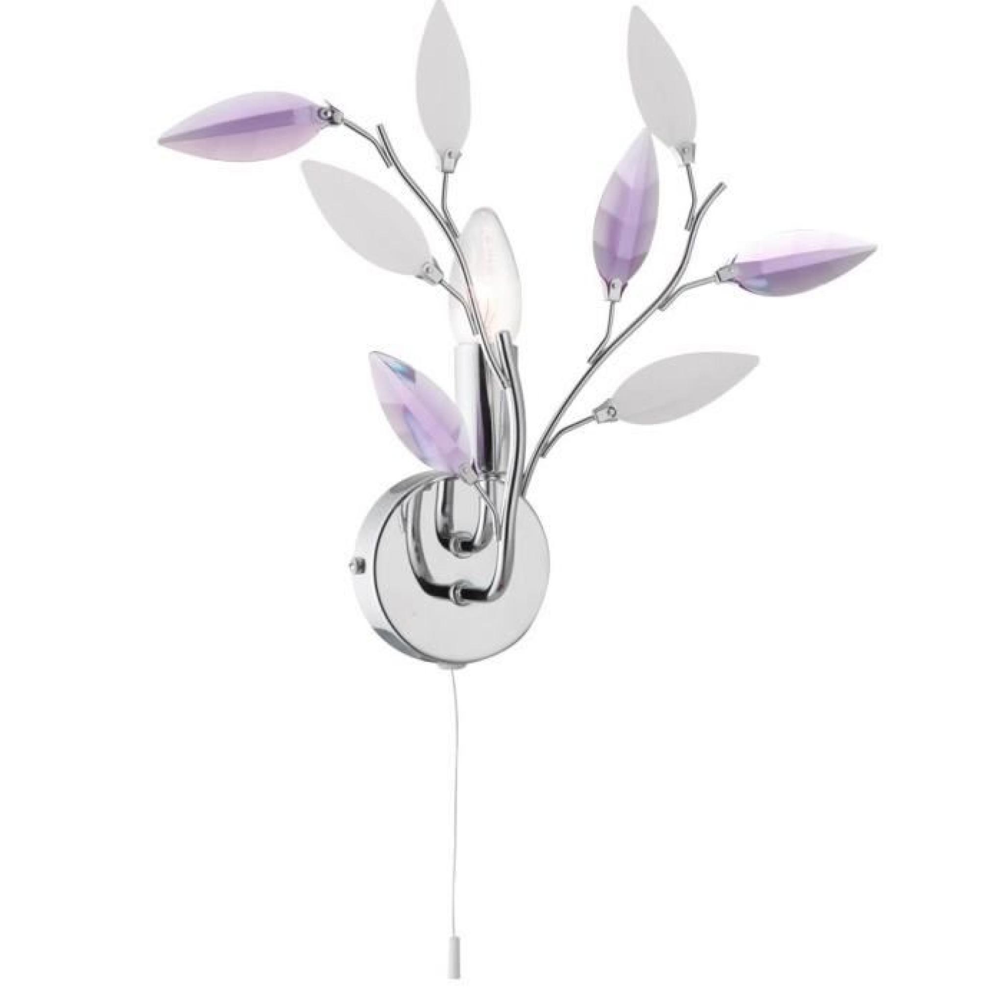 Applique luminaire mural design fleurs floral feuilles décoratives violets lilas Globo 63167-1w