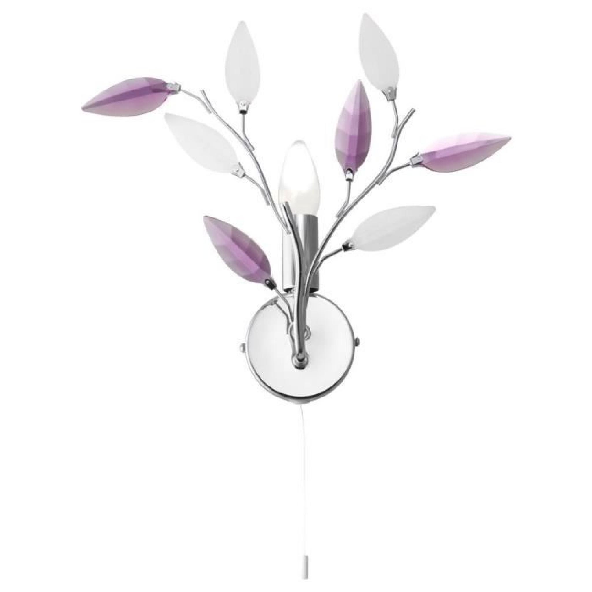 Applique luminaire mural design fleurs floral feuilles décoratives violets lilas Globo 63167-1w pas cher