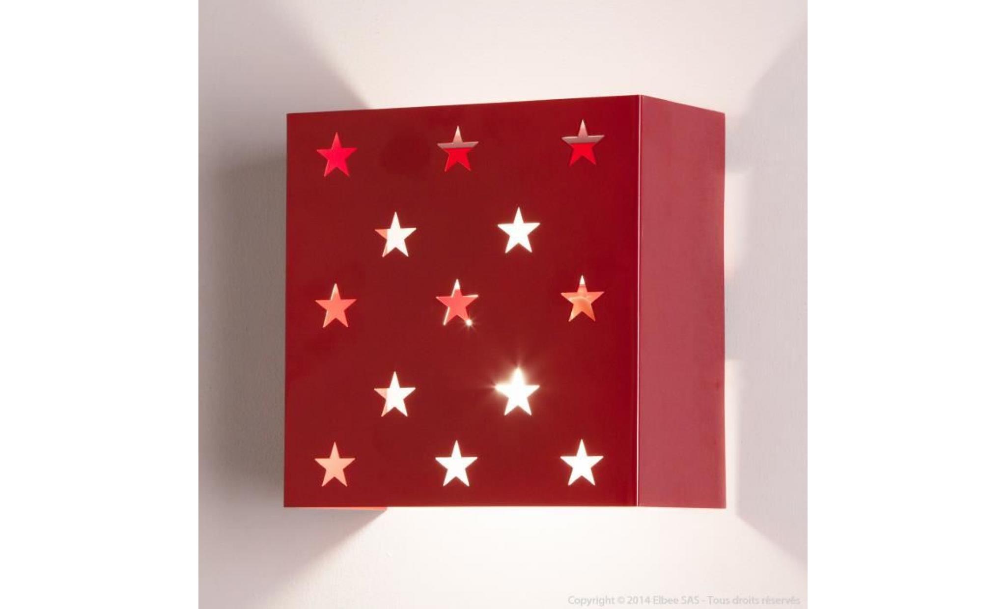 Applique murale carré en métal motif étoiles 20x10.5 cm Estrella-Mauve
