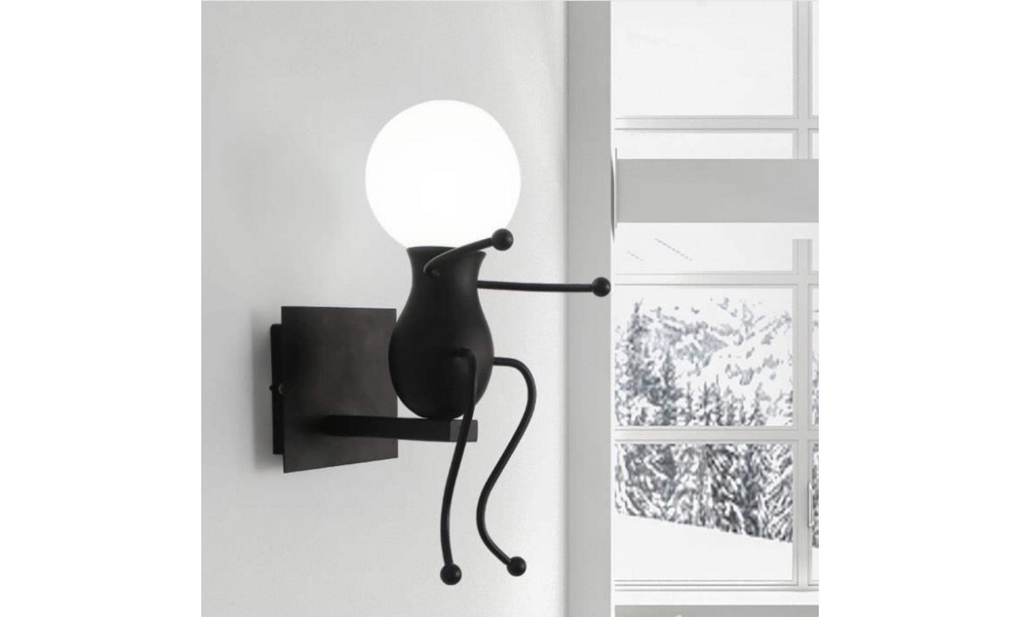 applique murale e27 moderne créatif mode lampe intérieur design forme un homme sur la balançoire   noir pas cher
