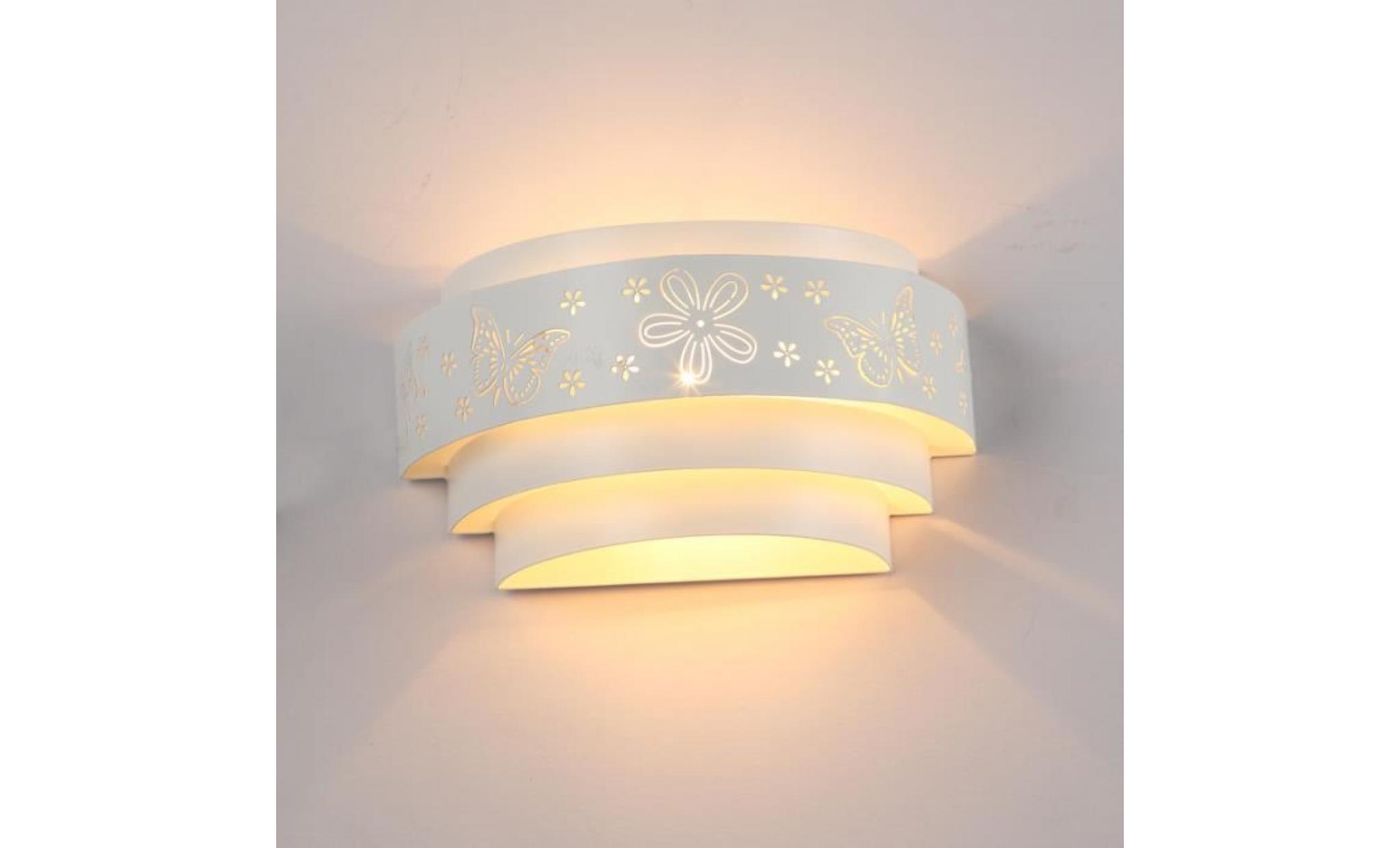 applique murale interieur led effet moderne blanc chaud en métal lampe de mur decorative pour chambre (e27 ampoule non inclus)
