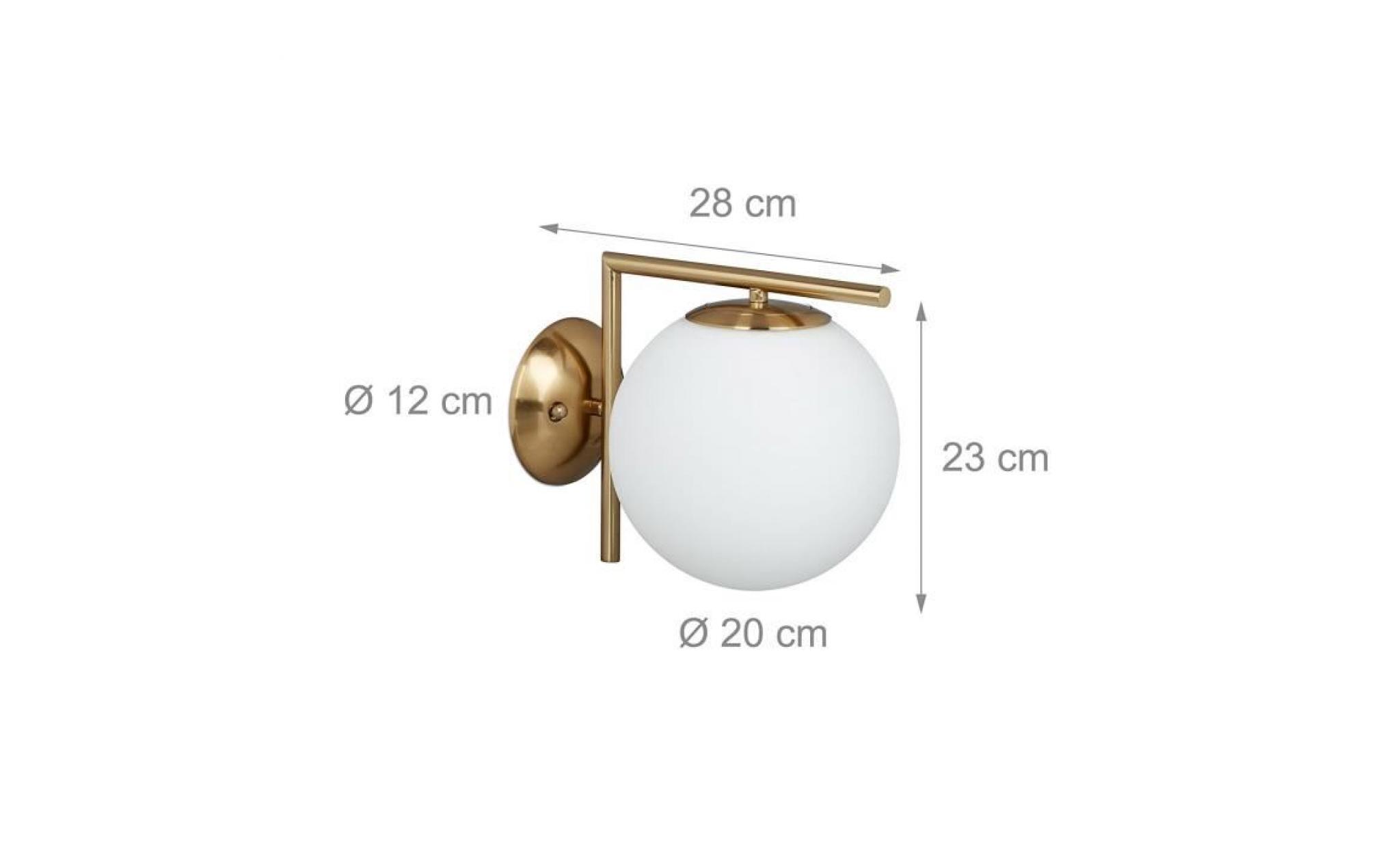 applique murale laiton mat globi intérieur design rétro moderne boule globe hxlxp: 23 x 20 x 28 cm  mat [classe énergétique a++ to e pas cher