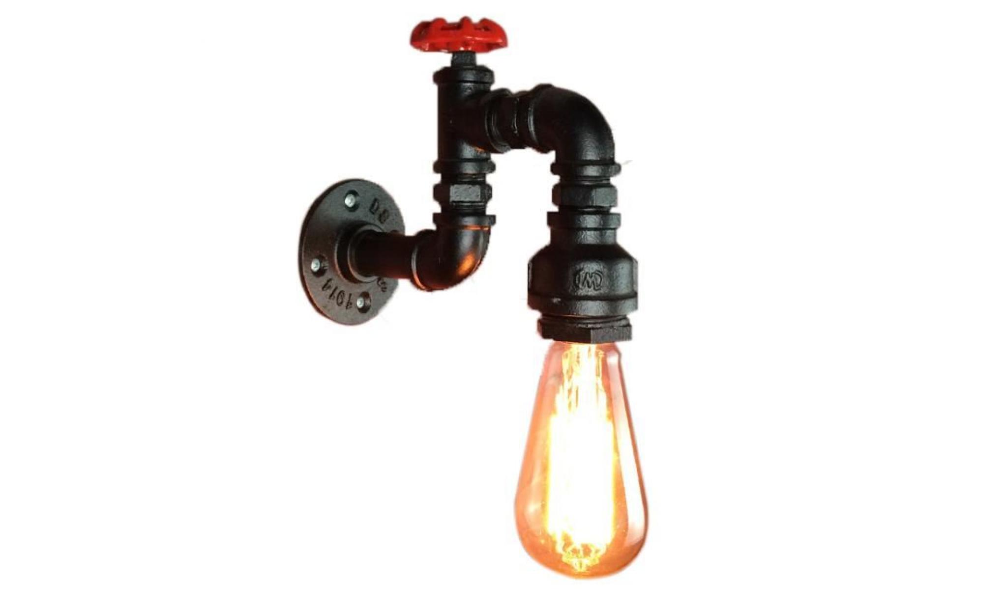 applique murale loft industriel tuyau tube d'eau rétro en fer noir lustre lampe lumières pour salon chambre restaurant
