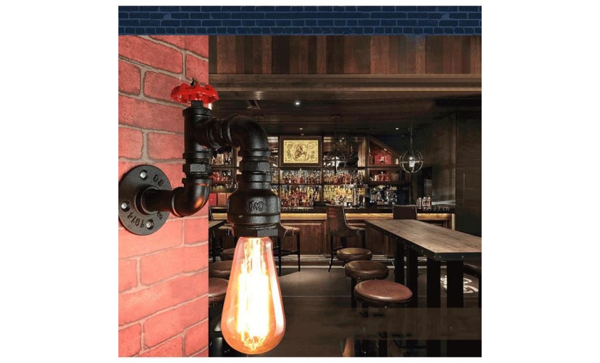 applique murale loft industriel tuyau tube d'eau rétro en fer noir lustre lampe lumières pour salon chambre restaurant pas cher