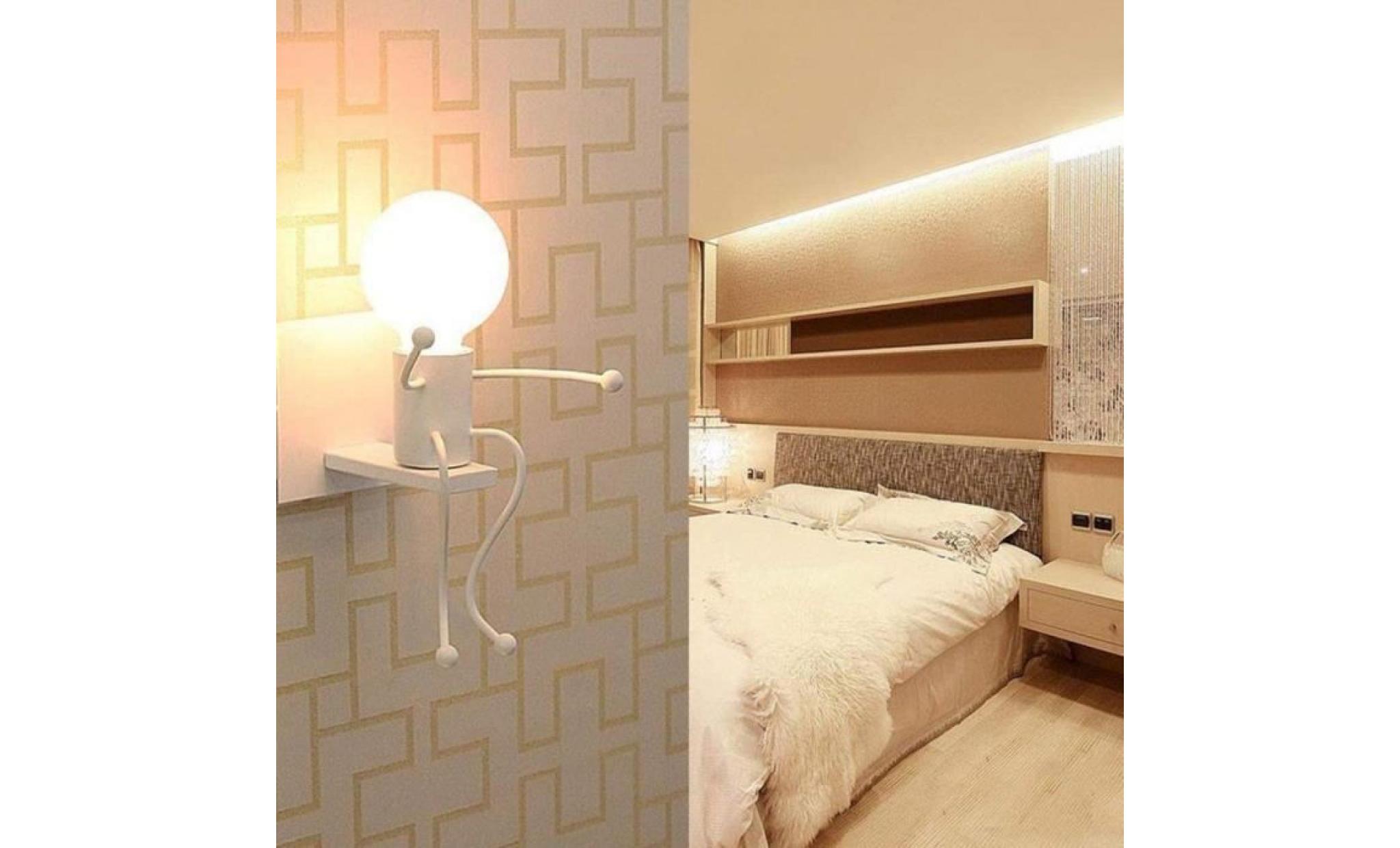 applique murale moderne créatif simplicité design appliques pour chambre d'enfant eclairage lampe douille e27, blanc
