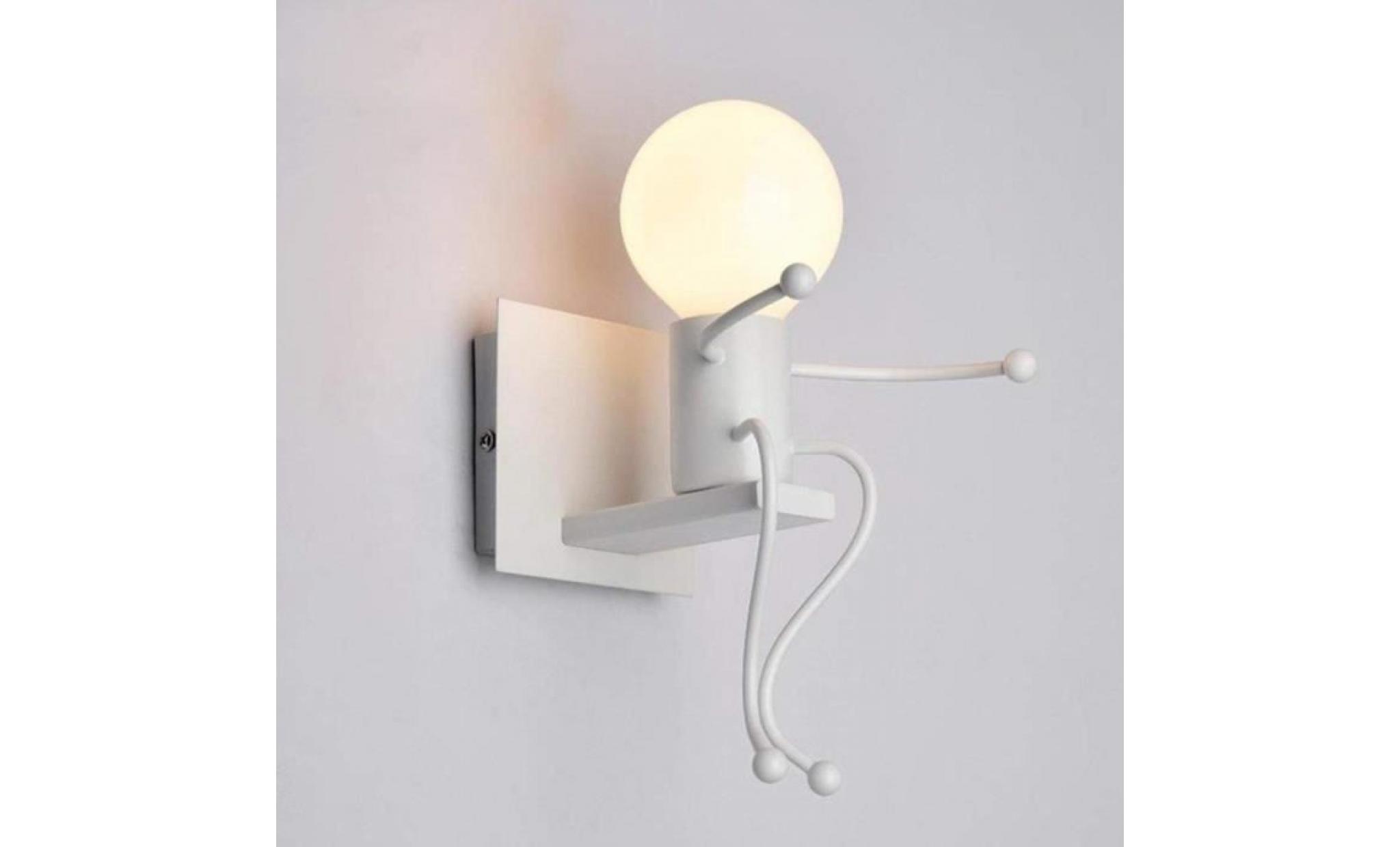 applique murale moderne créatif simplicité design appliques pour chambre d'enfant eclairage lampe douille e27, blanc pas cher