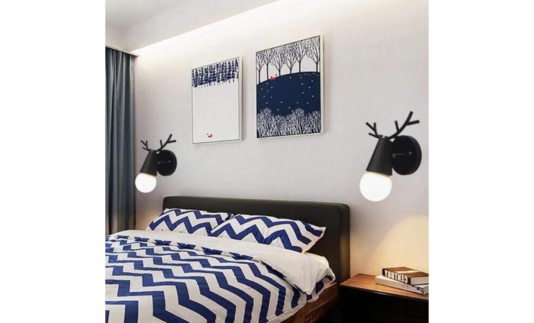 applique murale nordique minimaliste salon chambre chevet fond chambre d'enfant antler noir pas cher
