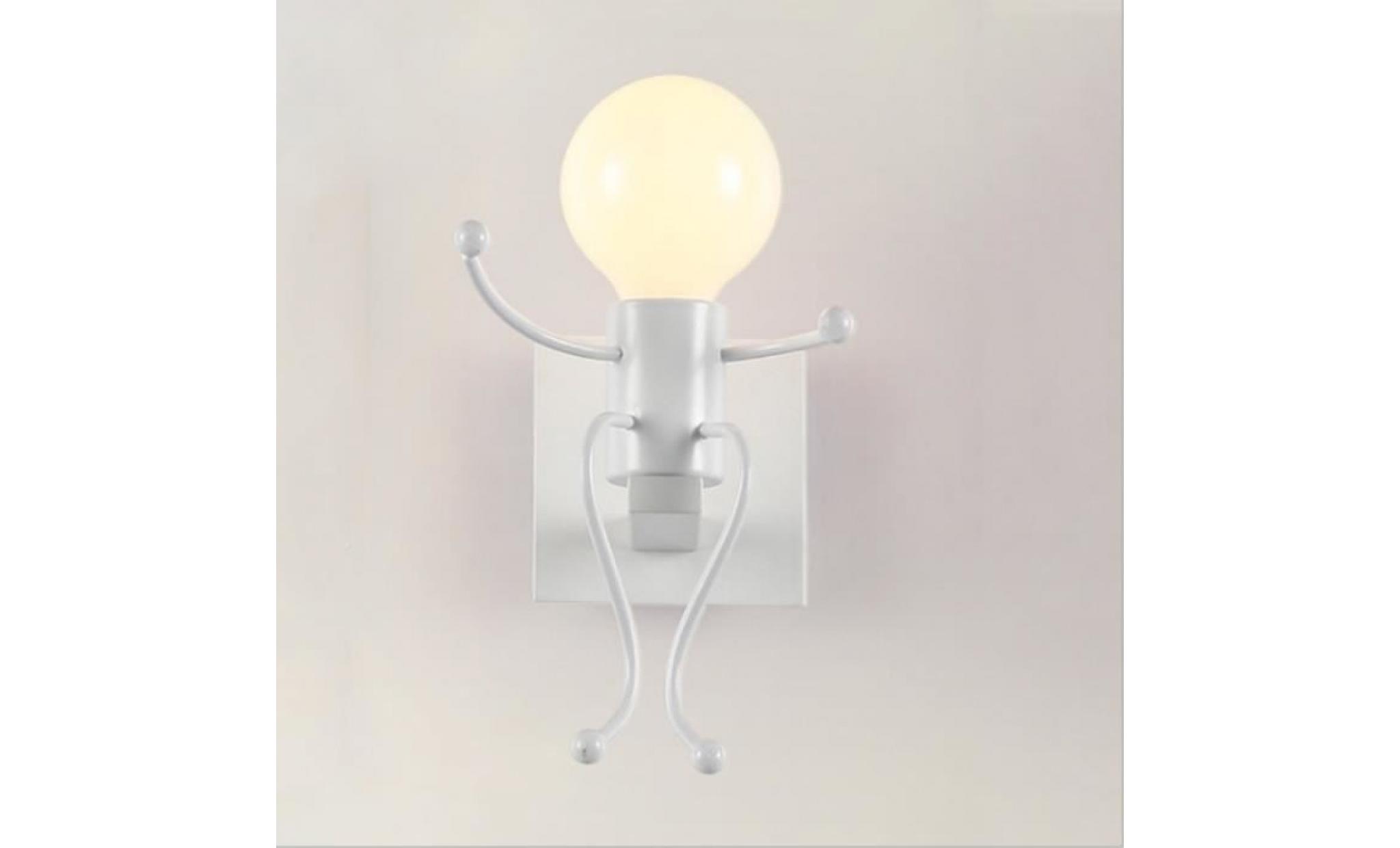 applique murale robot lampe de fixation en fer créative e27 lampe blanche pour chambre à coucher, escalier (ampoule non incluse)