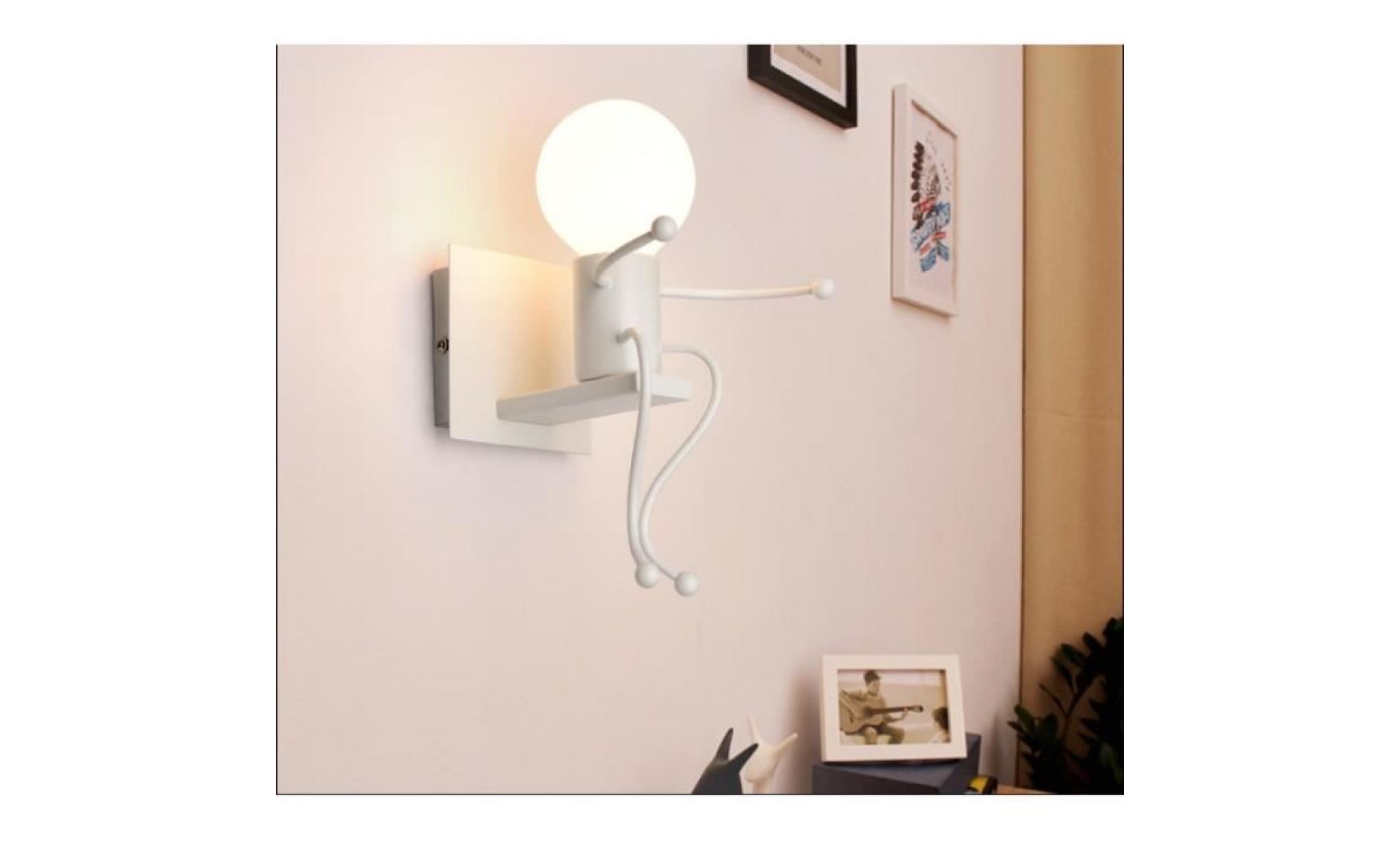 applique murale robot lampe de fixation en fer créative e27 lampe blanche pour chambre à coucher, escalier (ampoule non incluse) pas cher