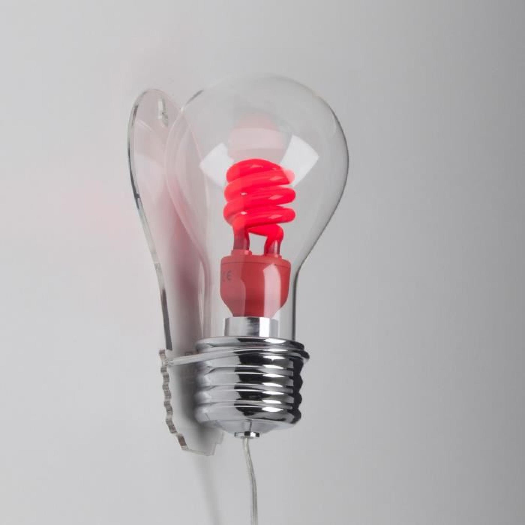 Applique ou lampe à poser forme ampoule en verre et métal chromé hauteur 22.4cm Evergreen-