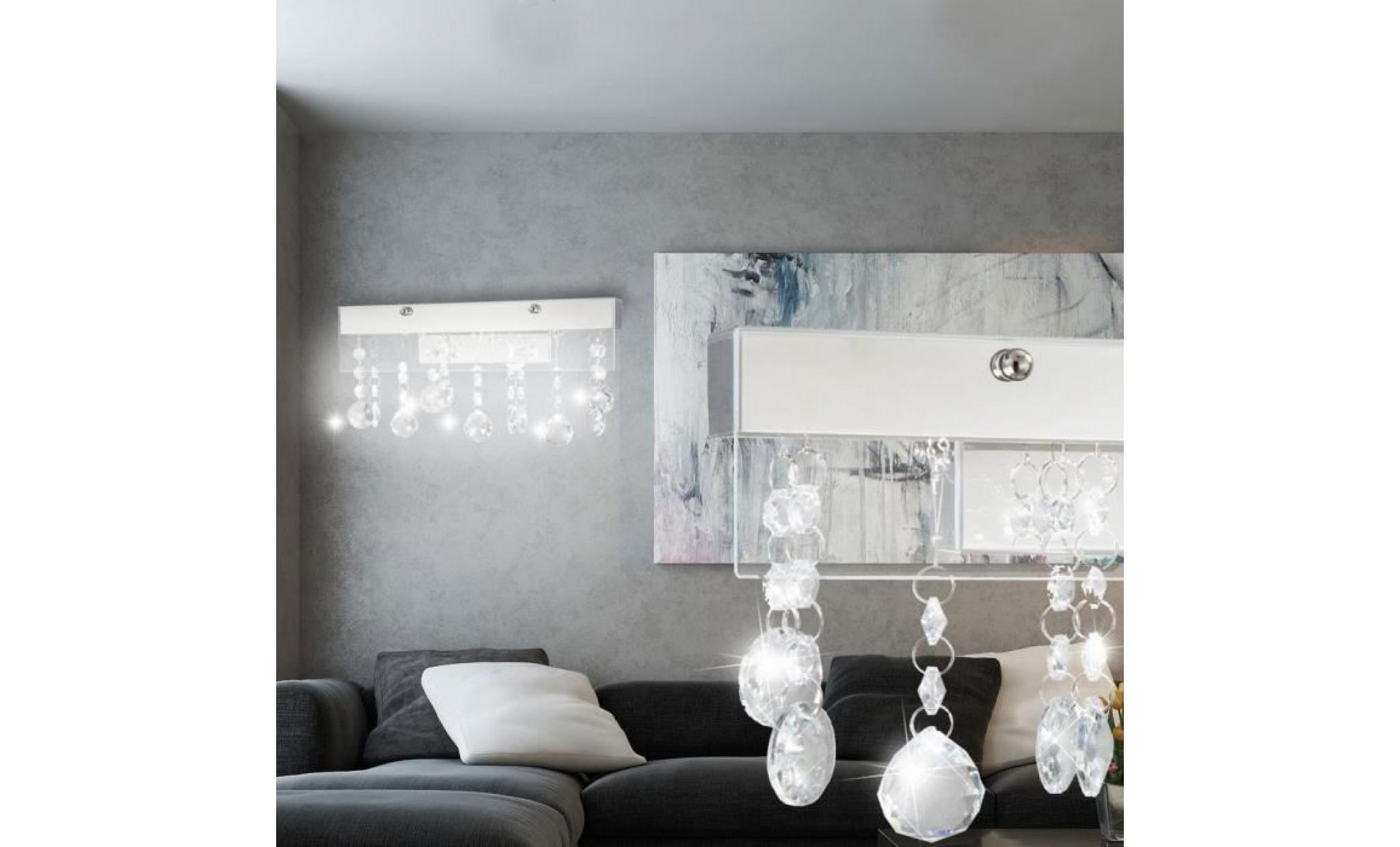 Applique SMD LED 8 Watts luminaire mural lampe verre cristal éclairage chrome salle de séjour pas cher