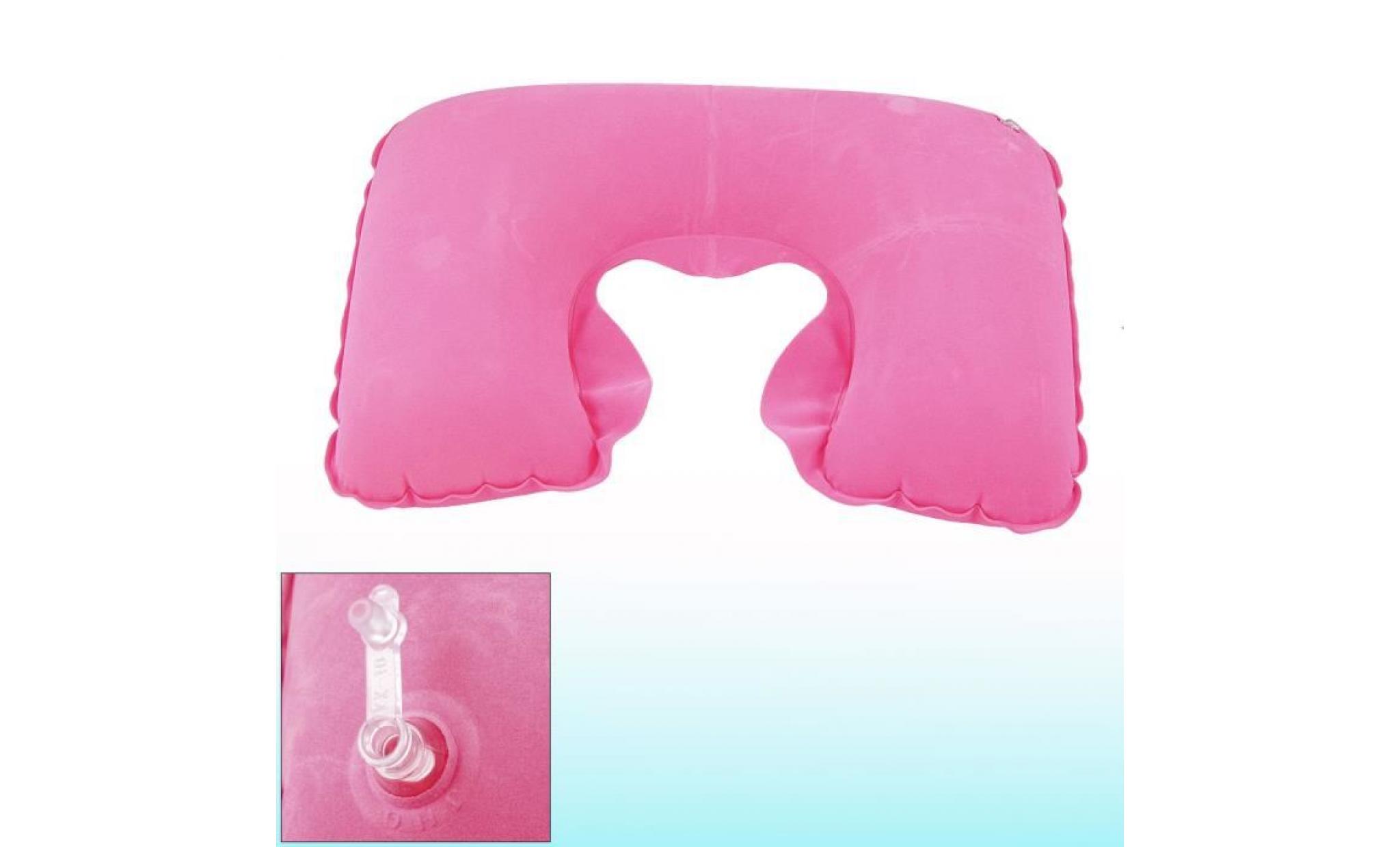 appui tete fuchsia inflatable soft flannel surface u shape design neck pillow for travel