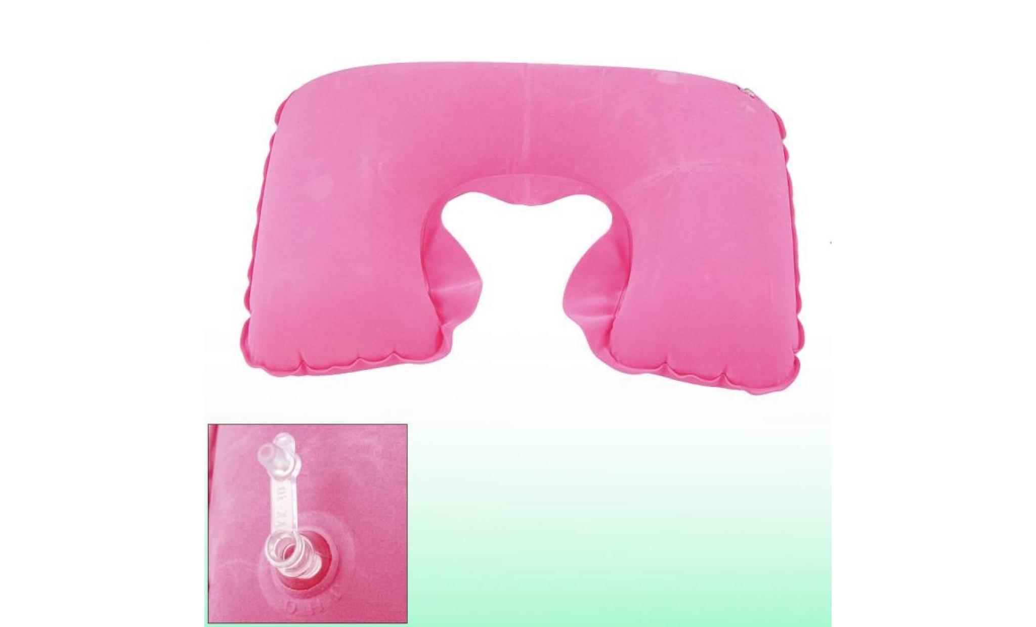 appui tete fuchsia inflatable soft flannel surface u shape design neck pillow for travel pas cher