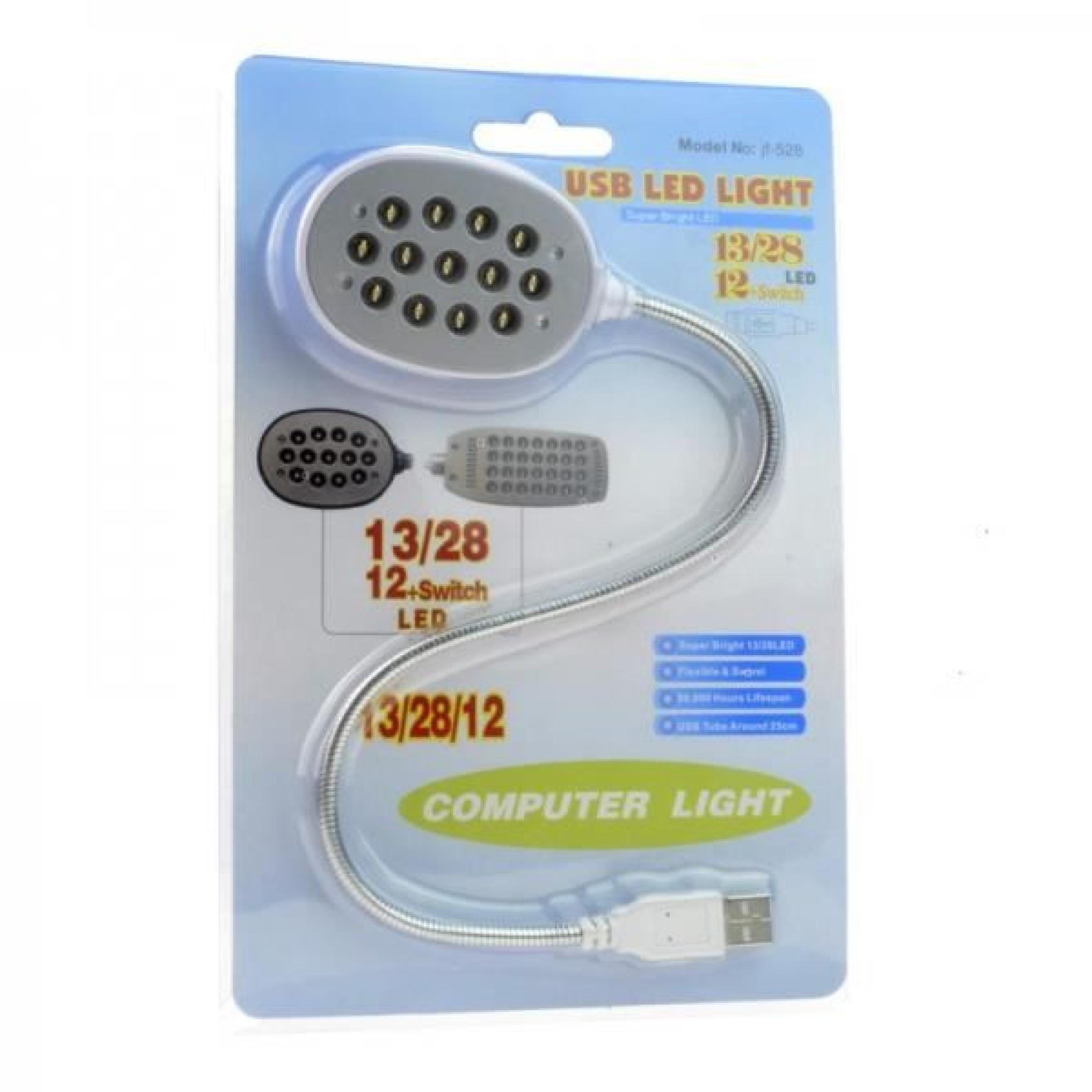 Argent Super Bright Flexible Mini USB 13 Lampe LED pour PC portable Ordinateur portable pas cher