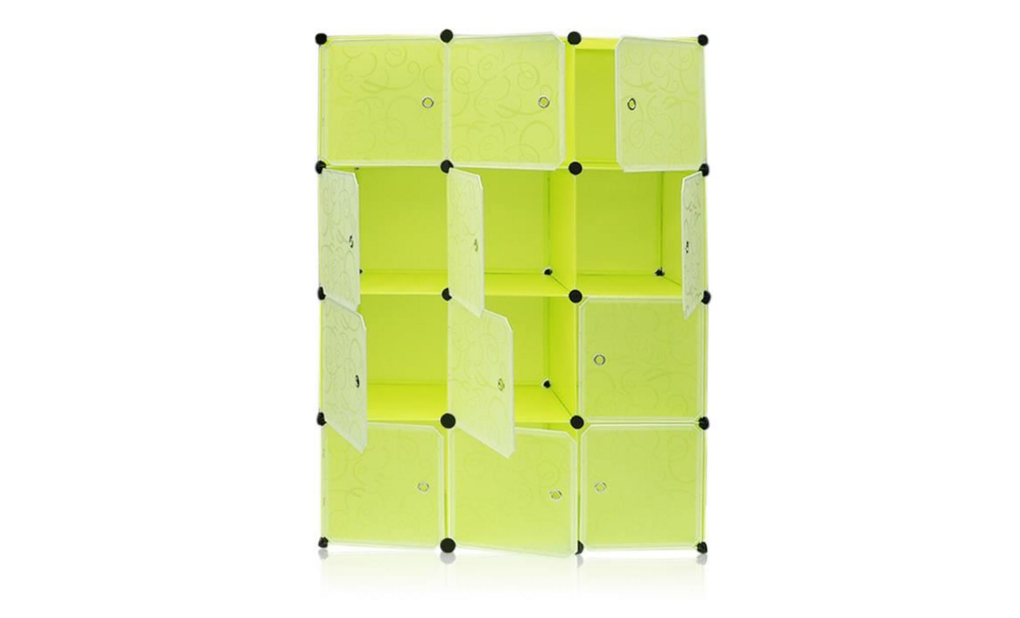 armoire Étagères plastique 12 cubes   meubles de rangement pour vêtements pas cher