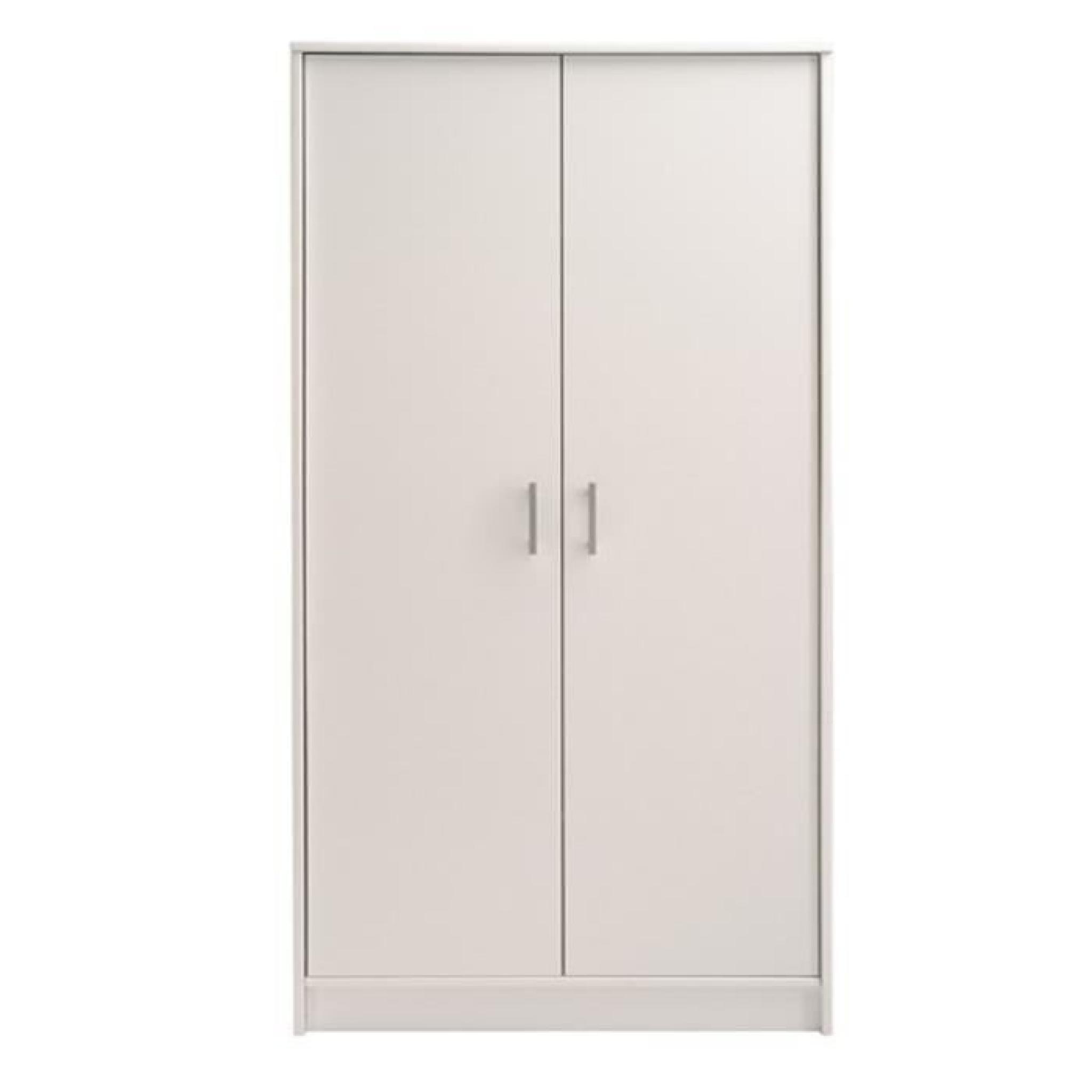 Armoire 2 portes coloris Blanc megève, H 181 x L 75 x P 34 cm
