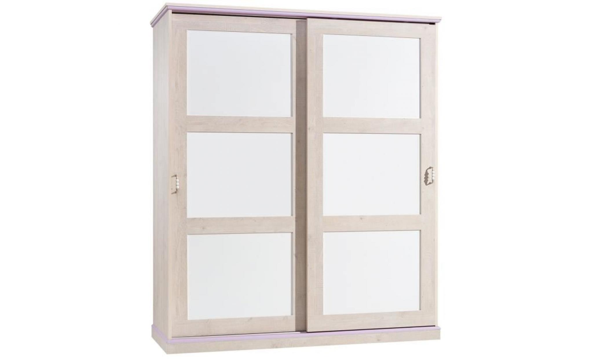 armoire 2 portes coulissantes coloris blanc et bois naturel