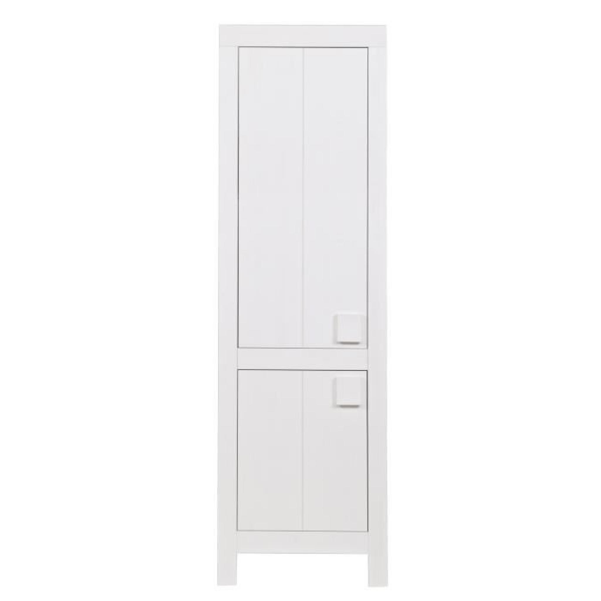 Armoire 2 portes pin brosse blanc, H200 x L60 x P37 cm