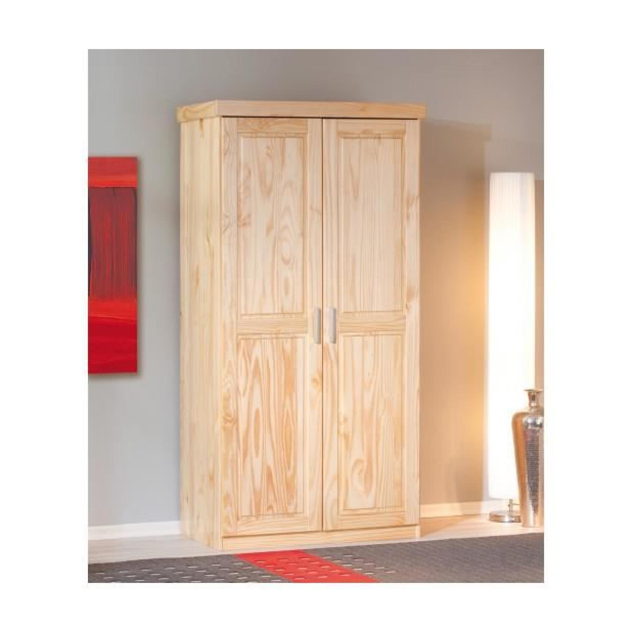 armoire 2 portes - pin massif vernis naturel