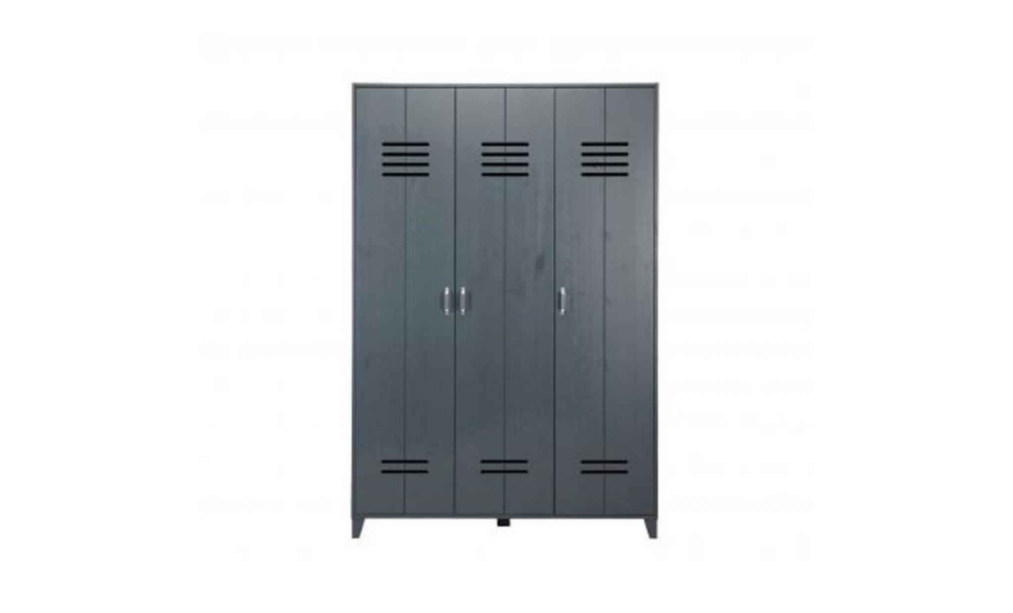armoire 3 portes en pin nicolet couleur gris