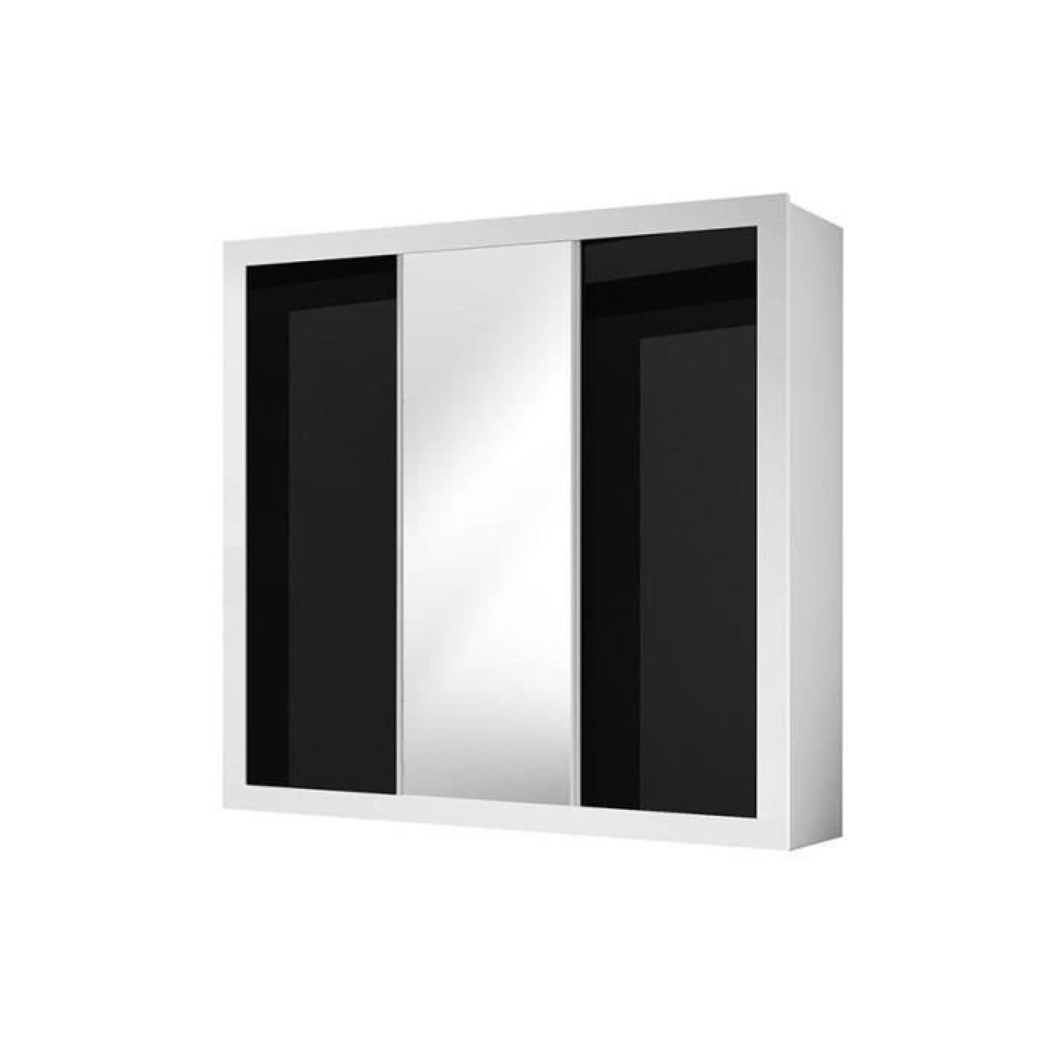 Armoire 3 portes noire et blanche Saba 220 cm