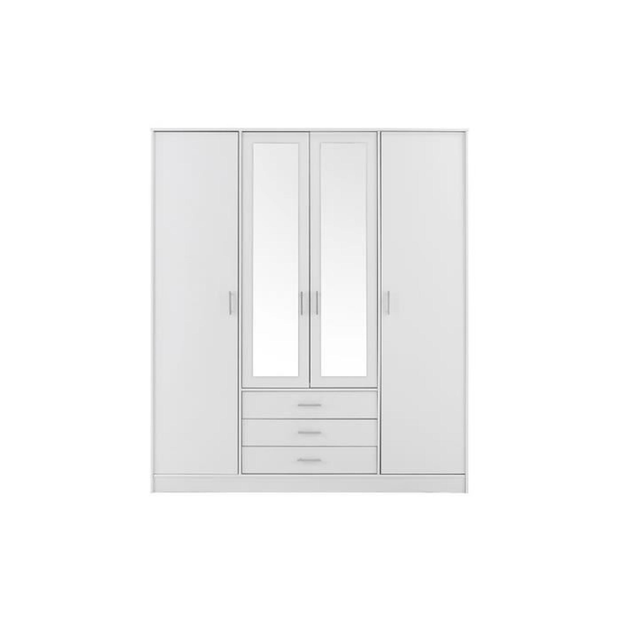 Armoire 4 portes + 3 tiroirs Blanc ETERNAL
