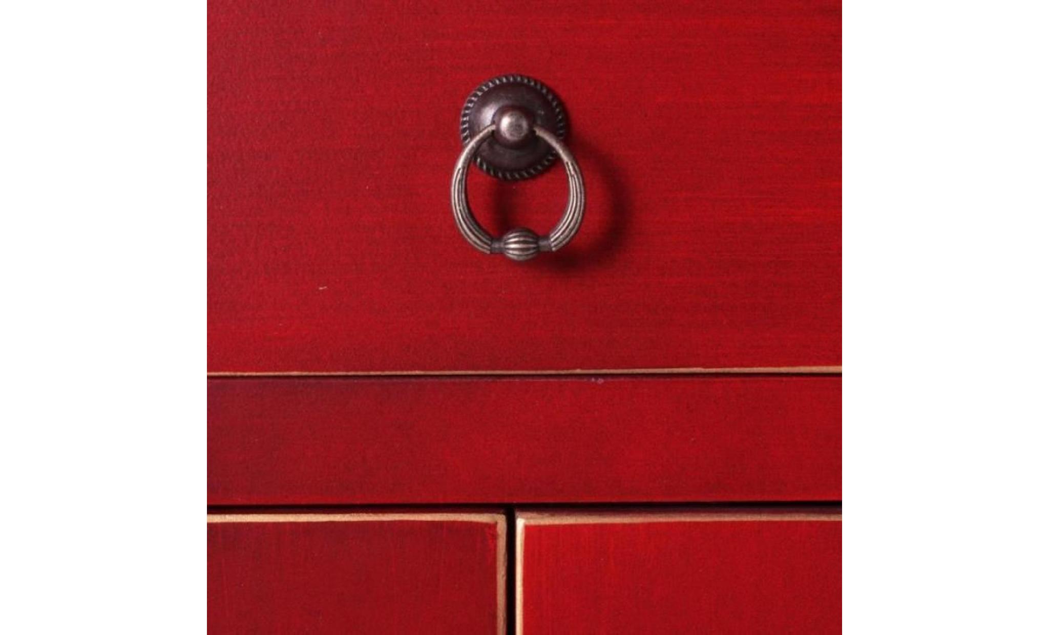 armoire 4 portes, 3 tiroirs rouge meuble chinois   pekin   l 63 x l 33 x h 131 pas cher