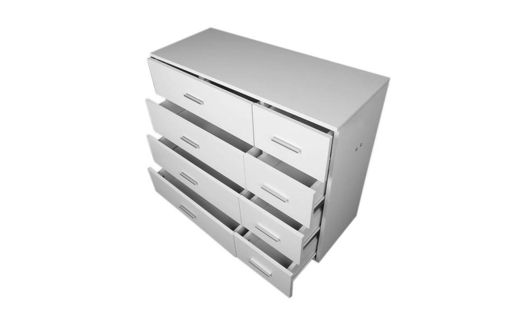 armoire à 8 tiroirs cabine tiroirs blanc 89x35x73.5 pas cher