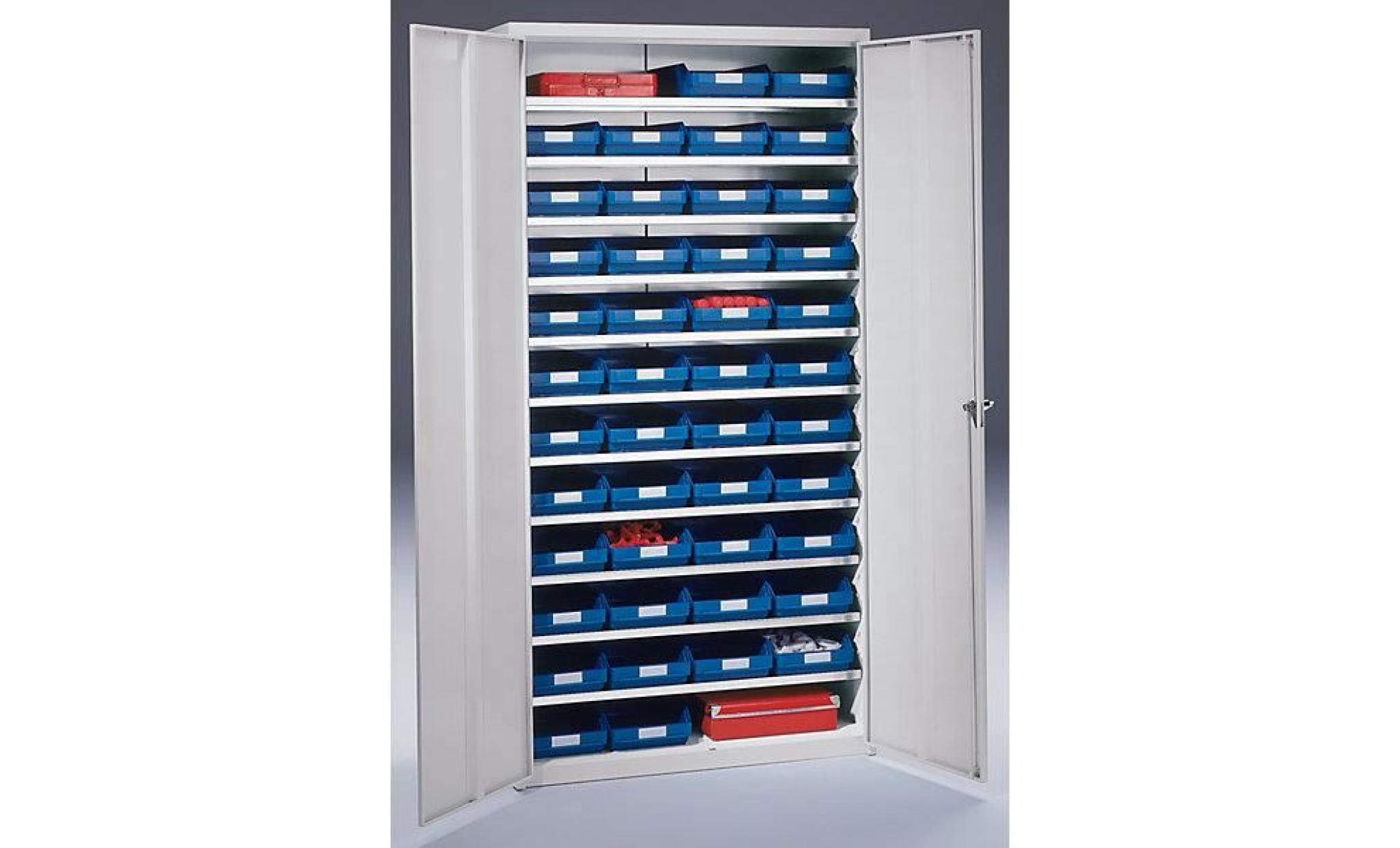 armoire à bacs avec bacs de stockage   h x l x p 1970 x 1000 x 450 mm avec 50 bacs bleus et 30 bacs rouges   armoire armoire pour