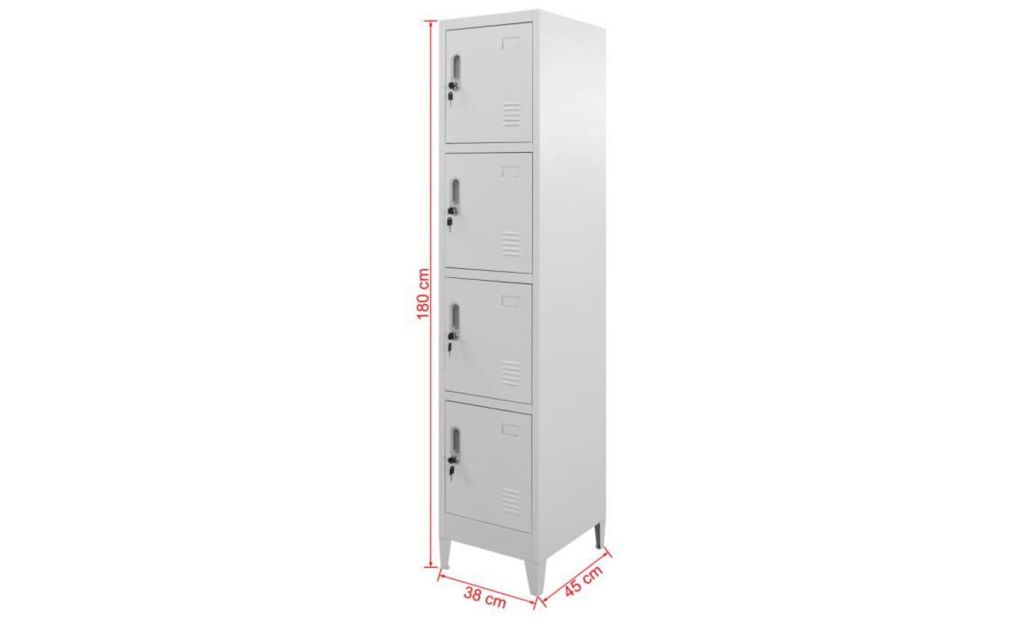 armoire à casiers aavec 4 portes meuble de rangement contemporain scandinave 38 x 45 x 180 cm pas cher