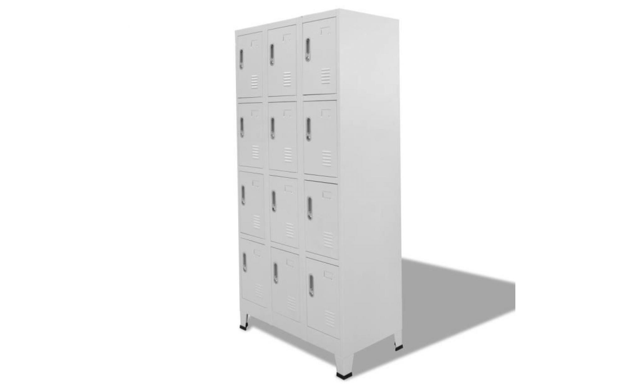 armoire à casiers avec 12 compartiments 90 x 45 x 180 cm gris pas cher