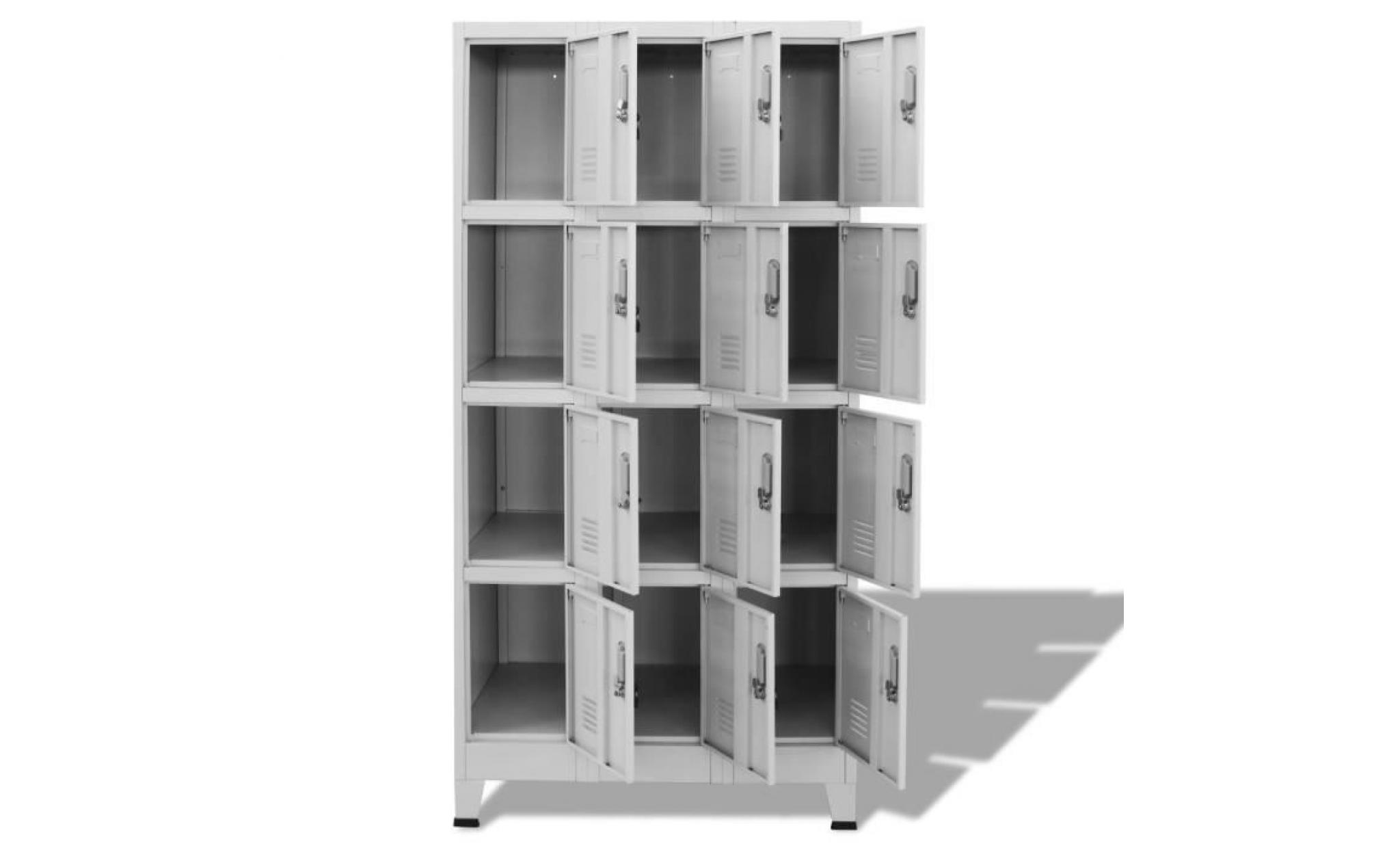 armoire à casiers avec 12 compartiments 90 x 45 x 180 cm gris pas cher