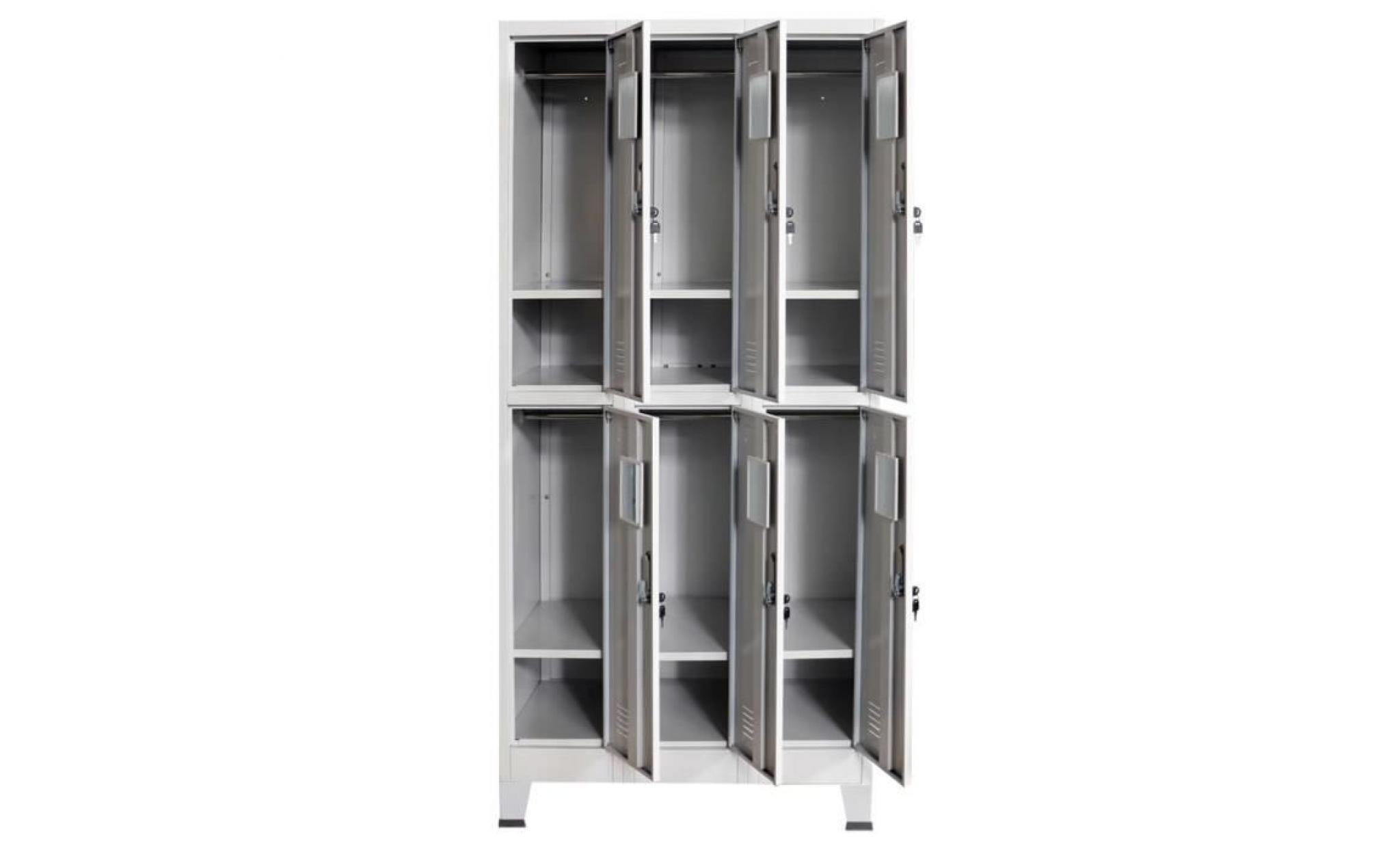 armoire à casiers avec 6 compartiments acier 90x45x180 cm gris pas cher