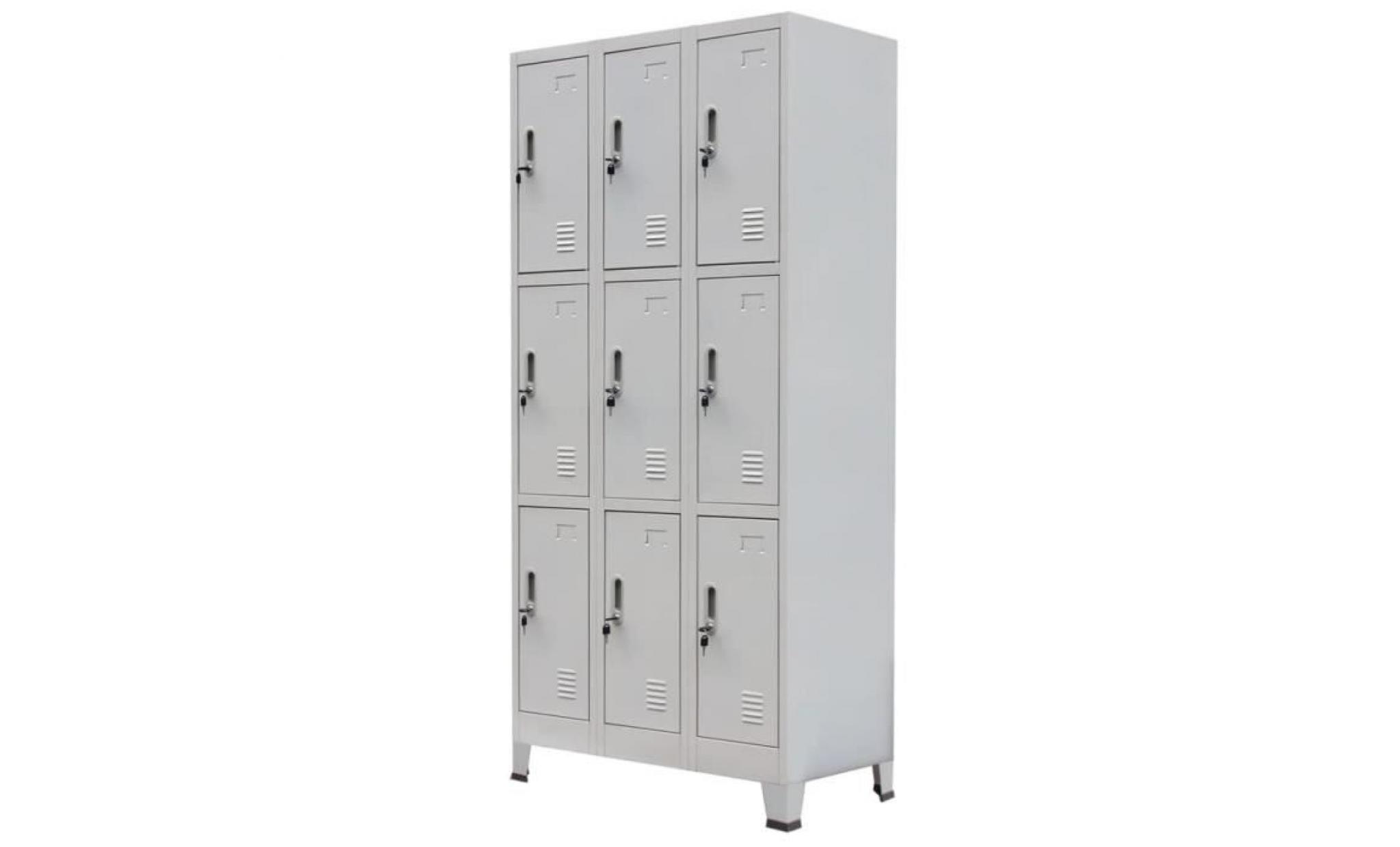 armoire à casiers casiers et armoires de rangement classeur avec 9 compartiments acier 90x45x180 cm gris